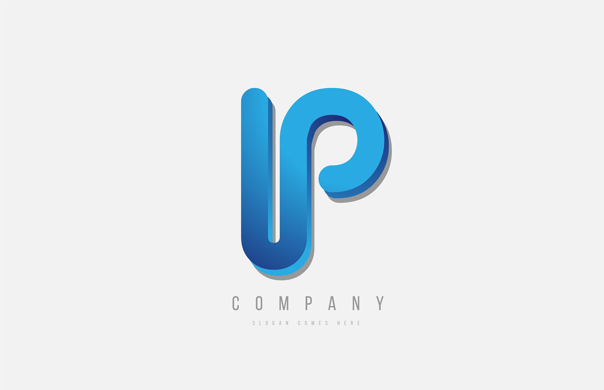3d line blue p letter logo alphabet for icon