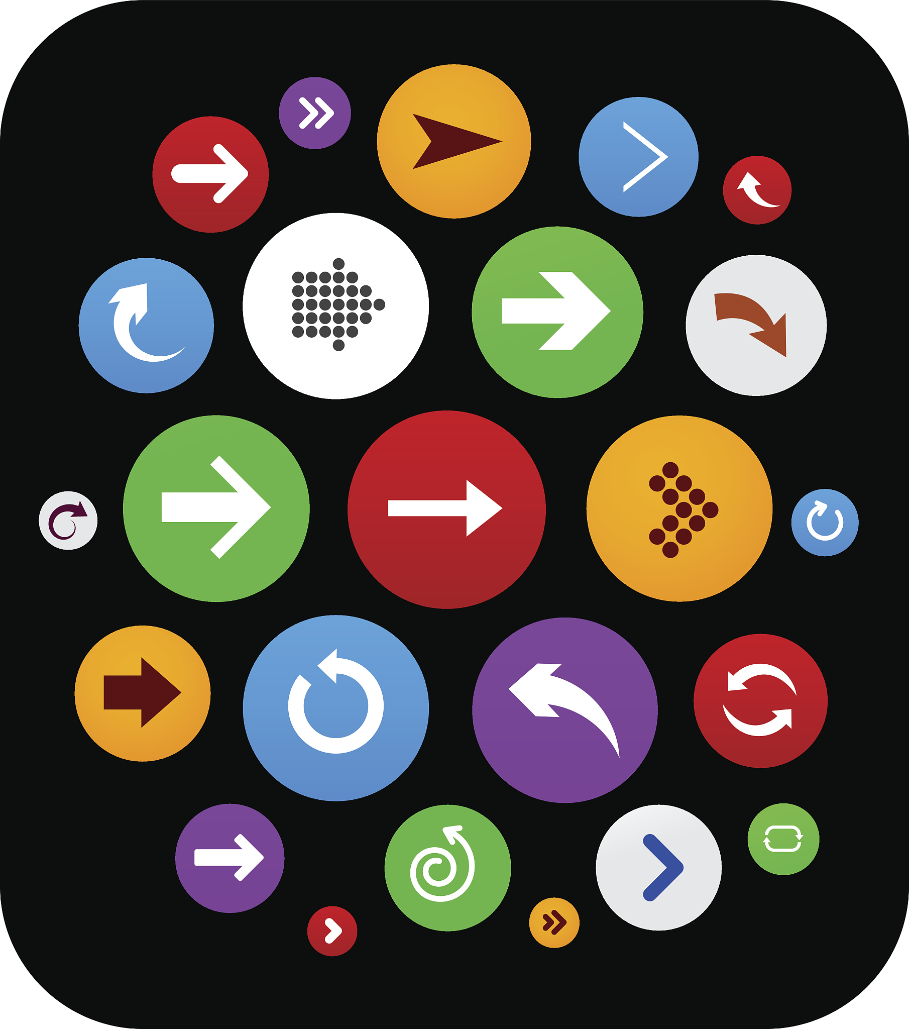 cloud set of round modern arrow icons