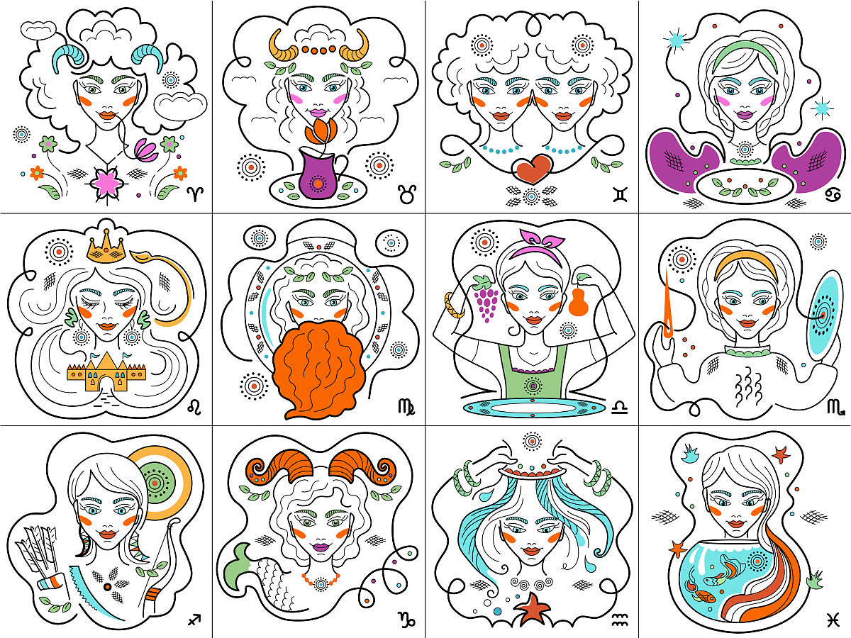 十二星座纸牌插画设计：独特的艺术形式和象征意义