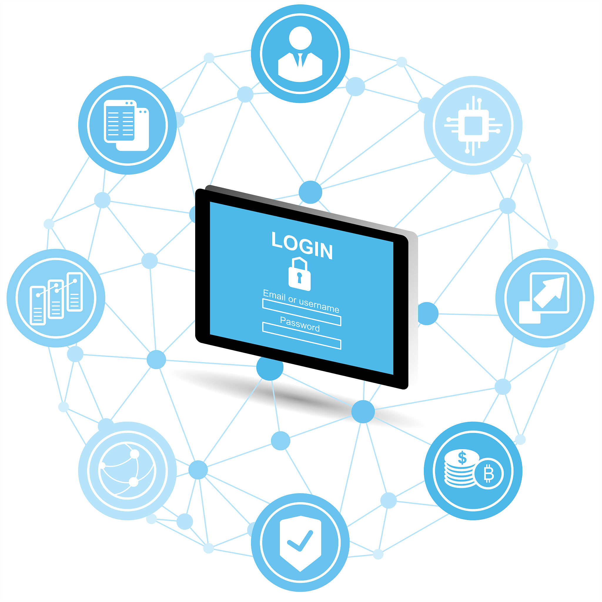 block chain security concept. tablet with security protection an