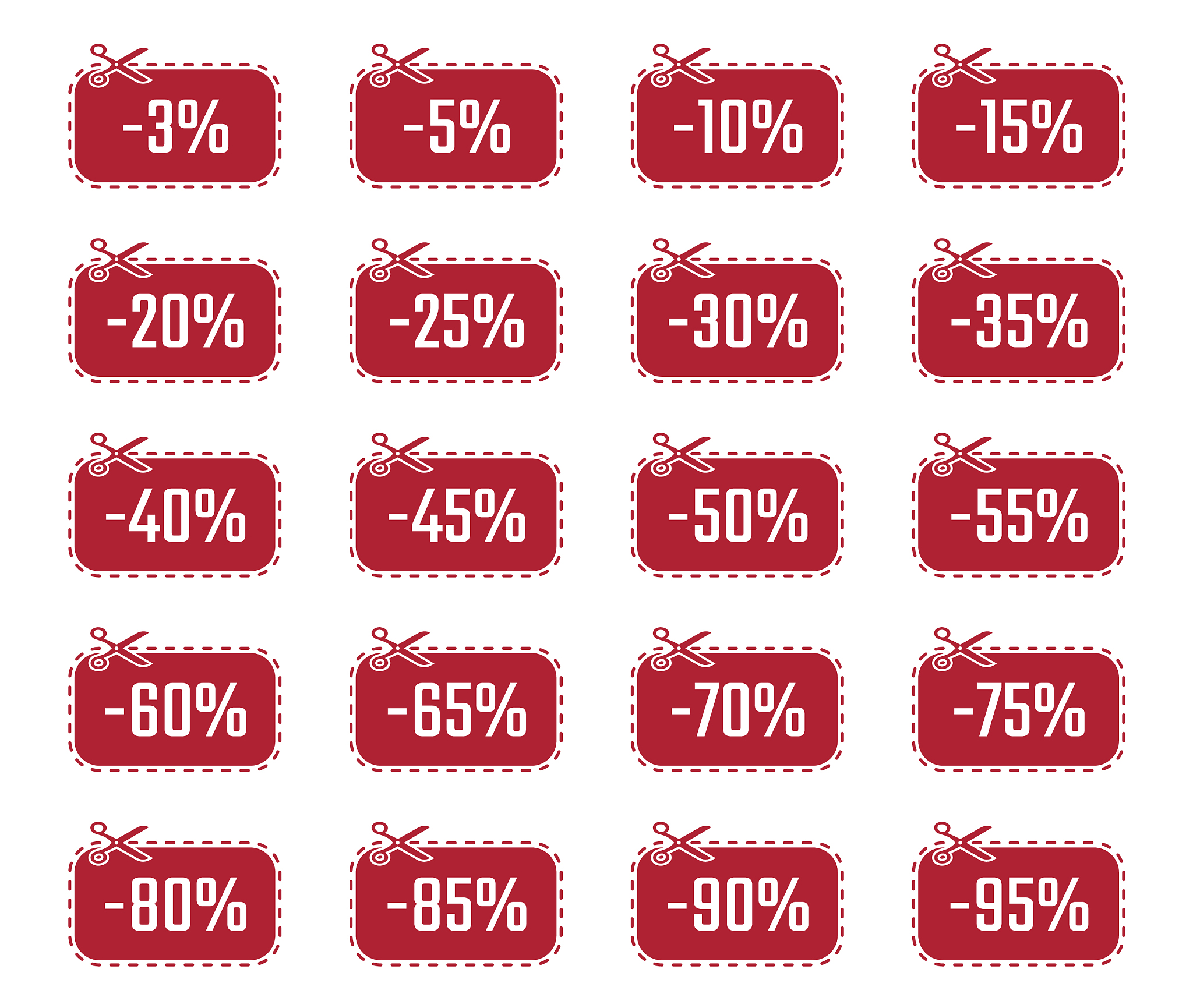 discount price off tags set sale labels