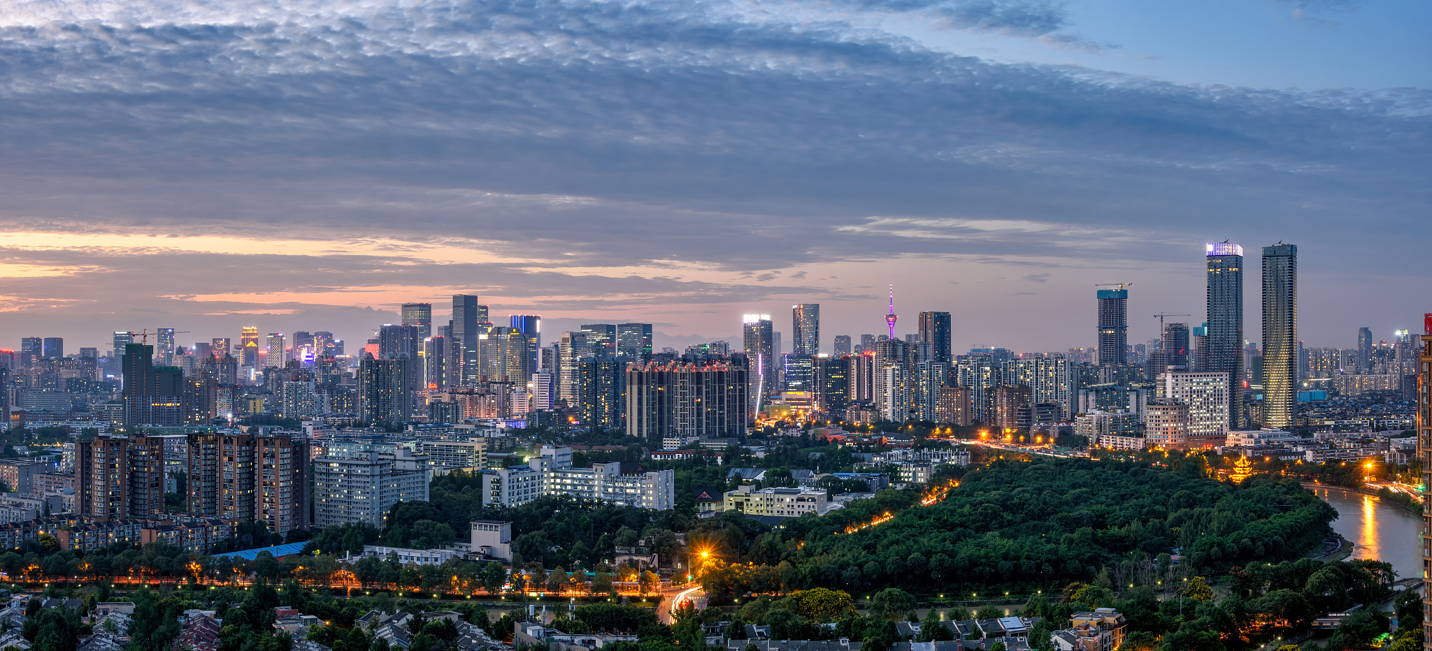 成都城市地标夜景风光全景