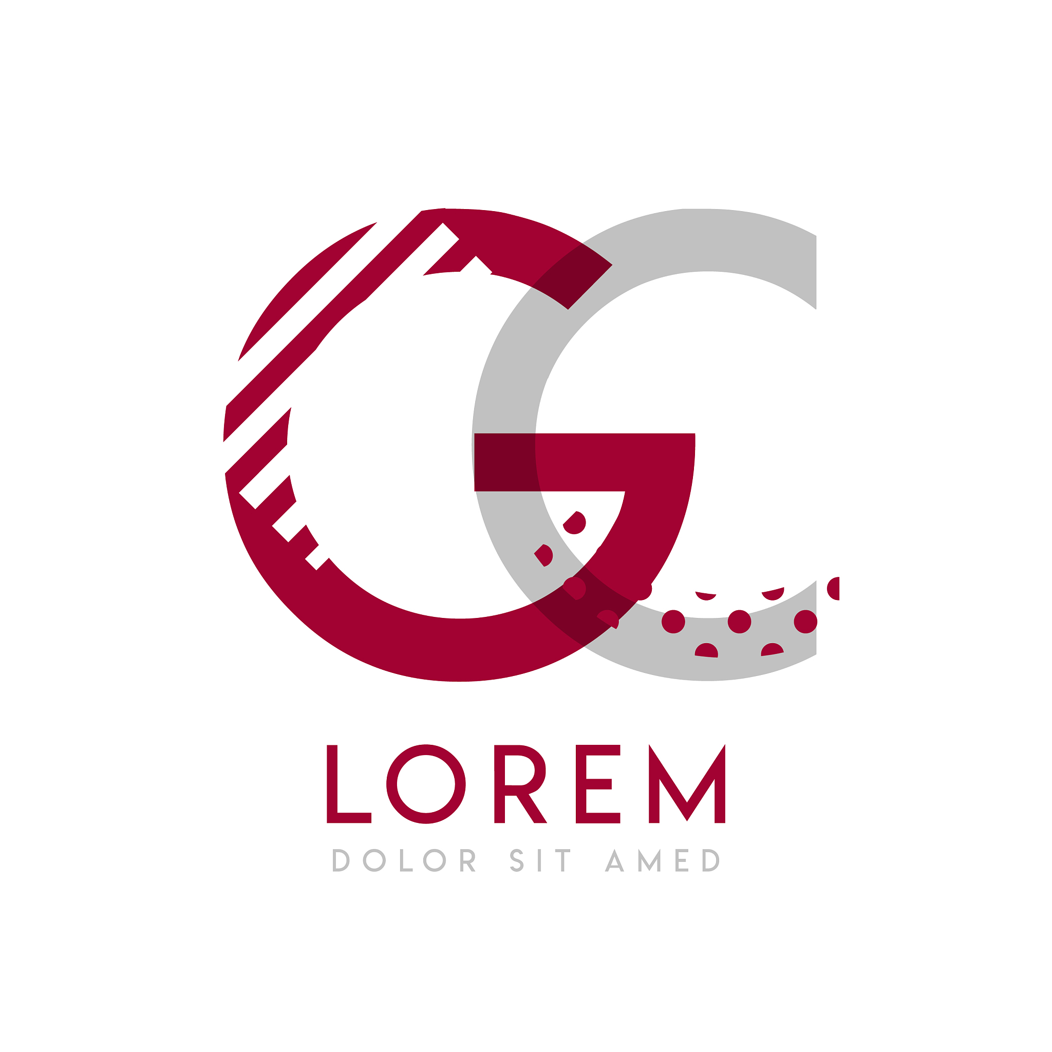 gc simple logo design with gray and maroon color
