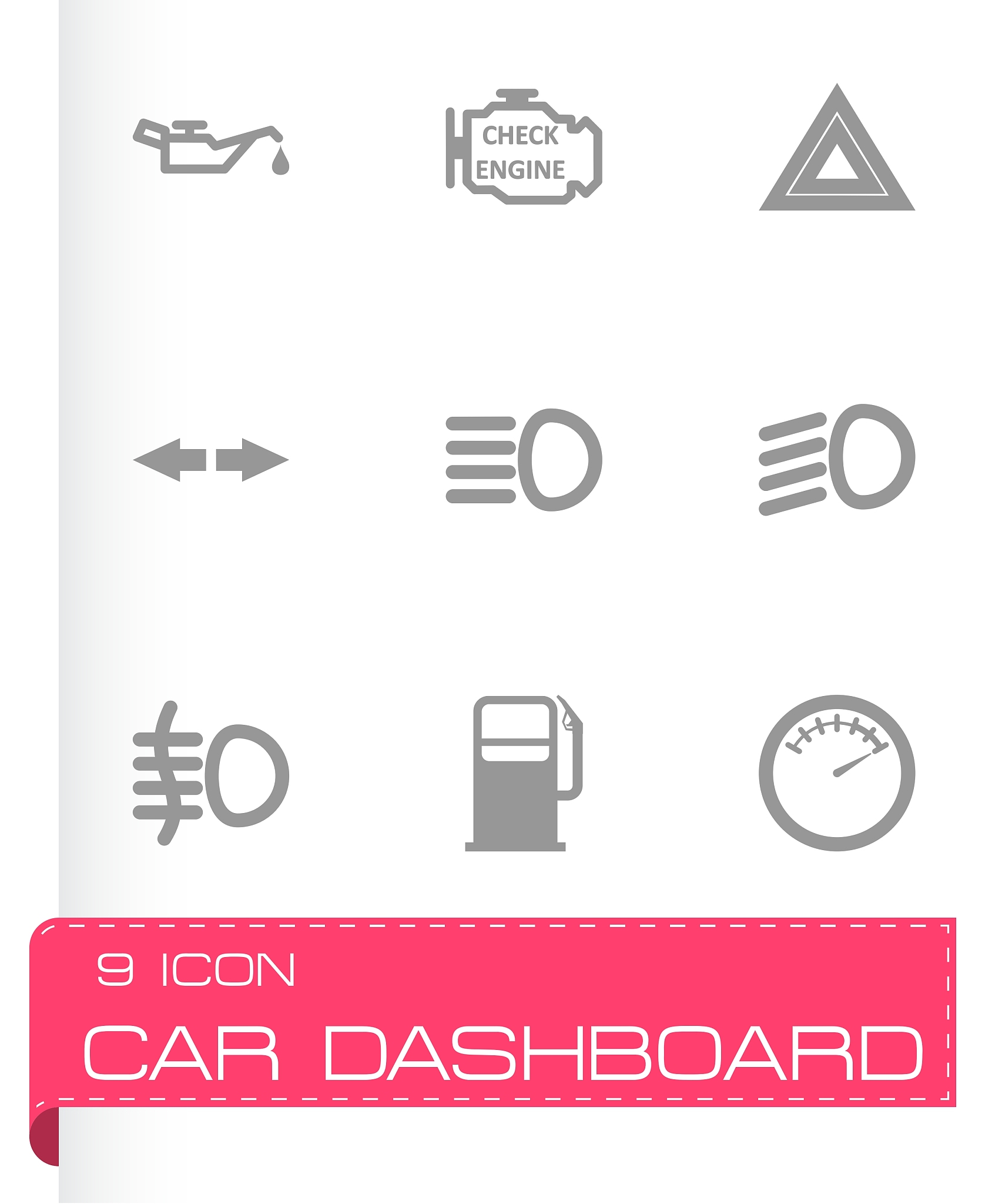 black car dashboard icon set