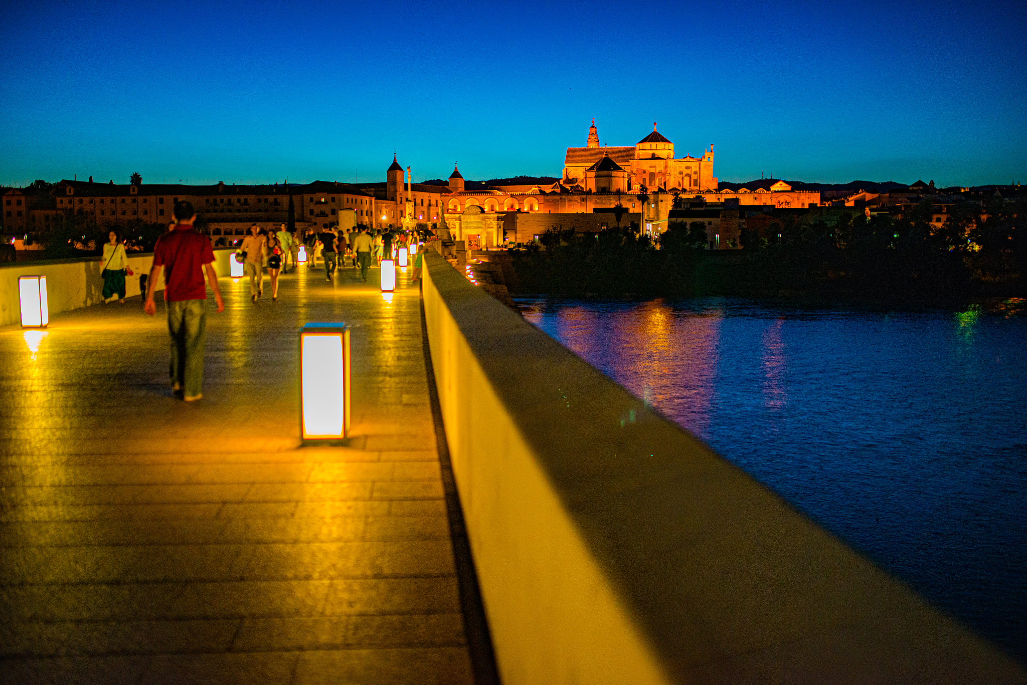 mosque-cathedral and roman bridge of cordoba, andalusia, spain