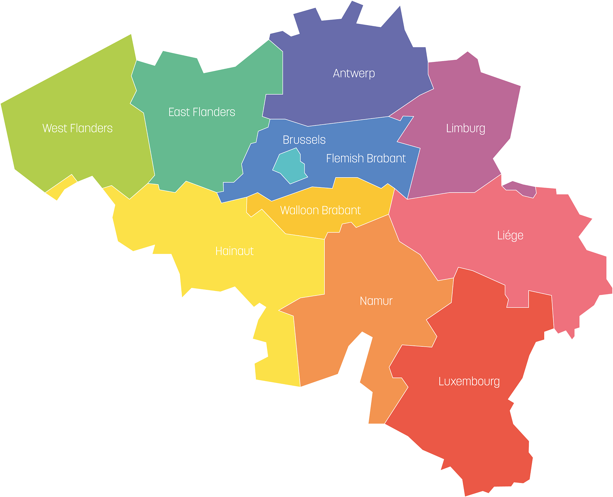 provinces belgium map regional country