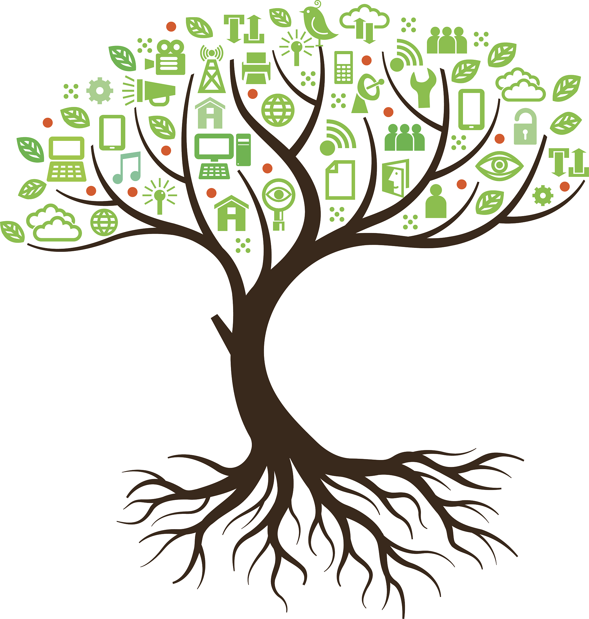 curved technology tree illustration