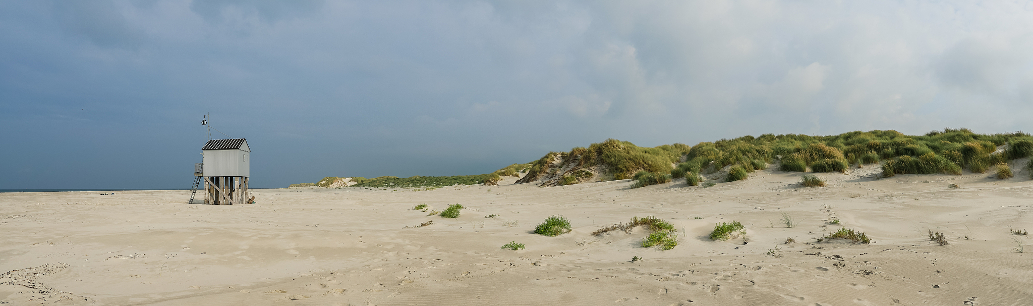 emergency shelter on the beach of terschelling, netherlands