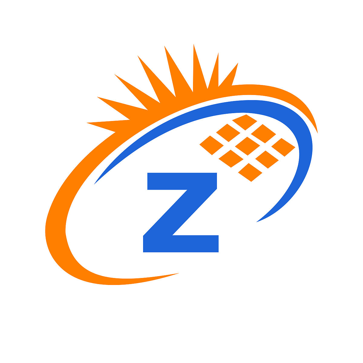 字母z内部太阳能电池或太阳能电池板能源标志设计.字母z标志与太阳能