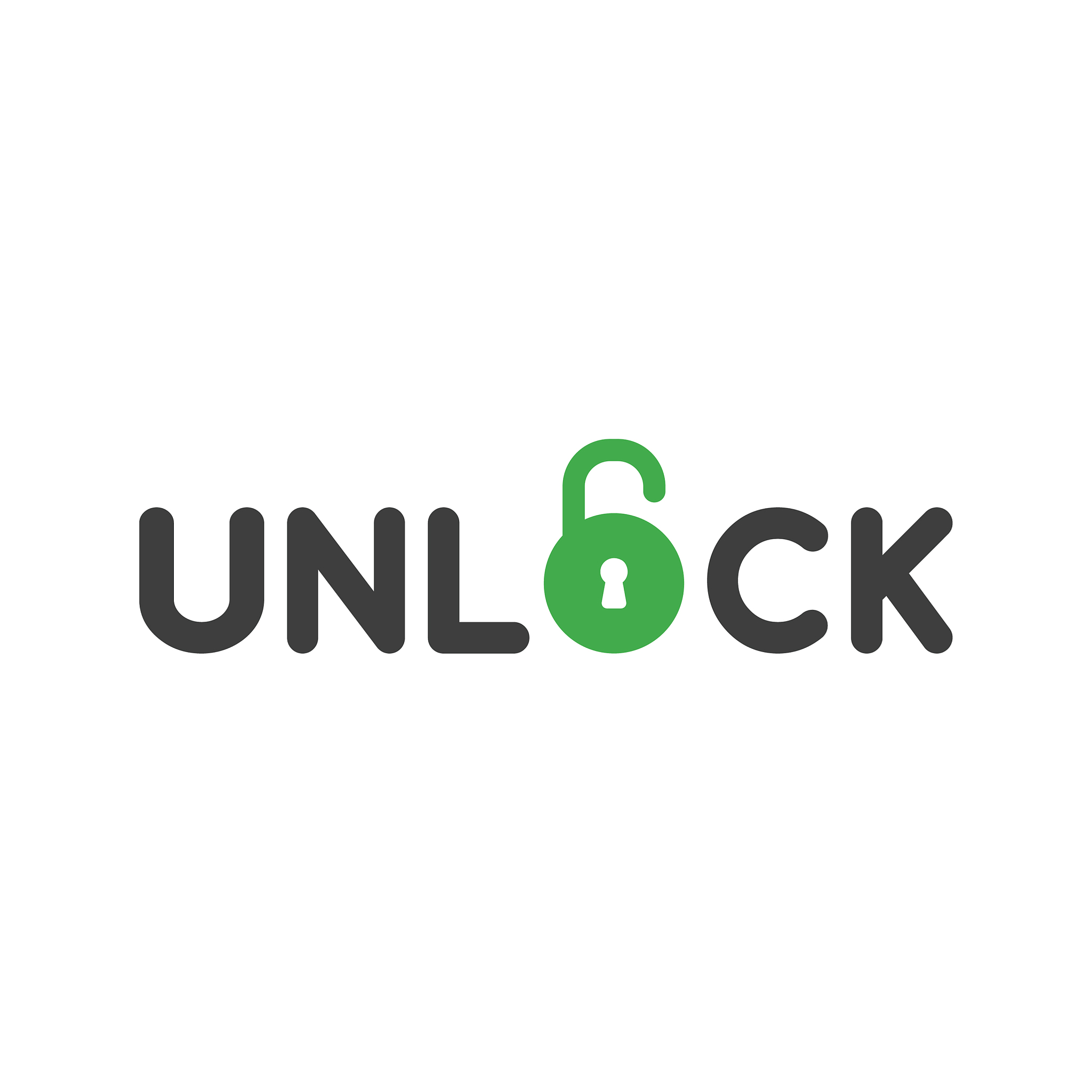 flat design style concept of unlock text with
