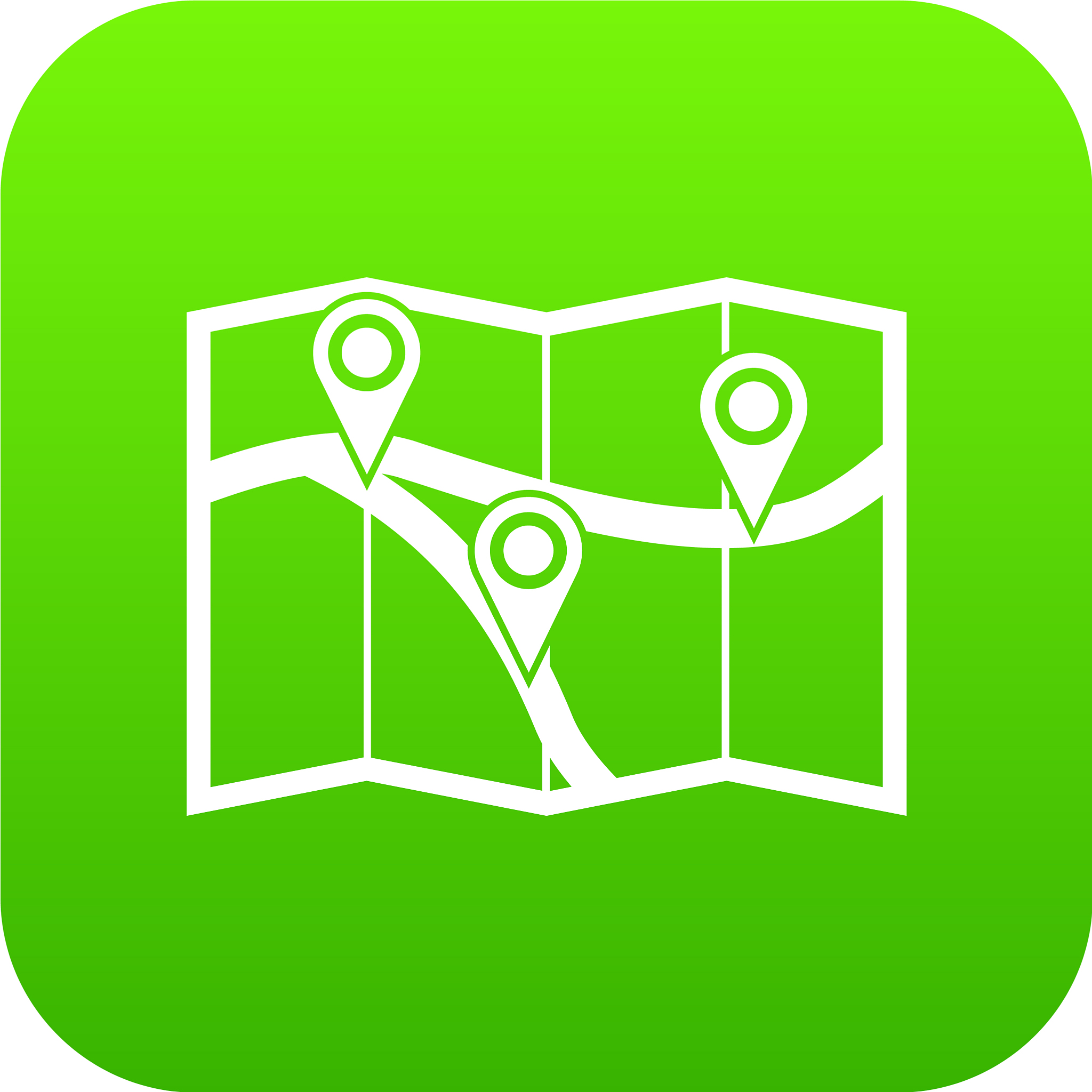 map with pin pointers icon digital green
