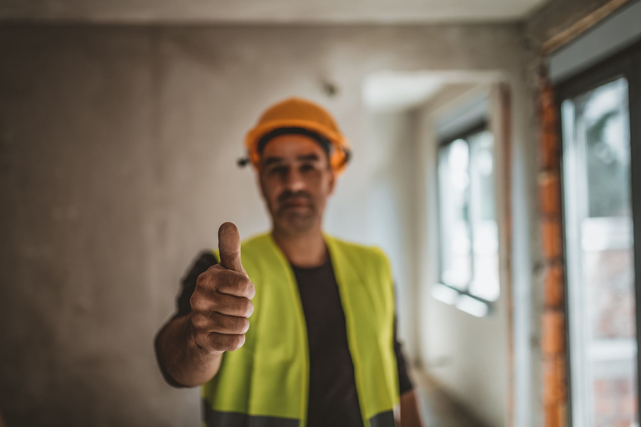 successful worker at the construction site