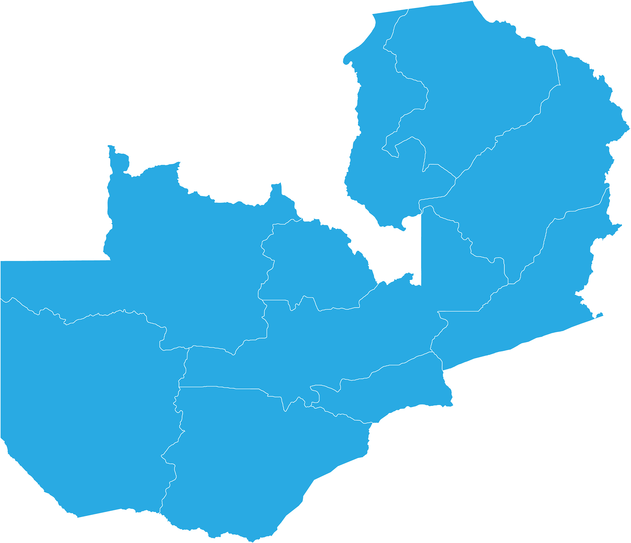 map of zambia high detailed map - zambia