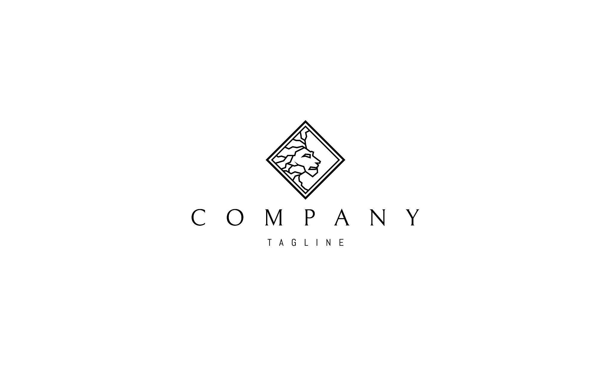 abstract lion line rhombus vector logo design