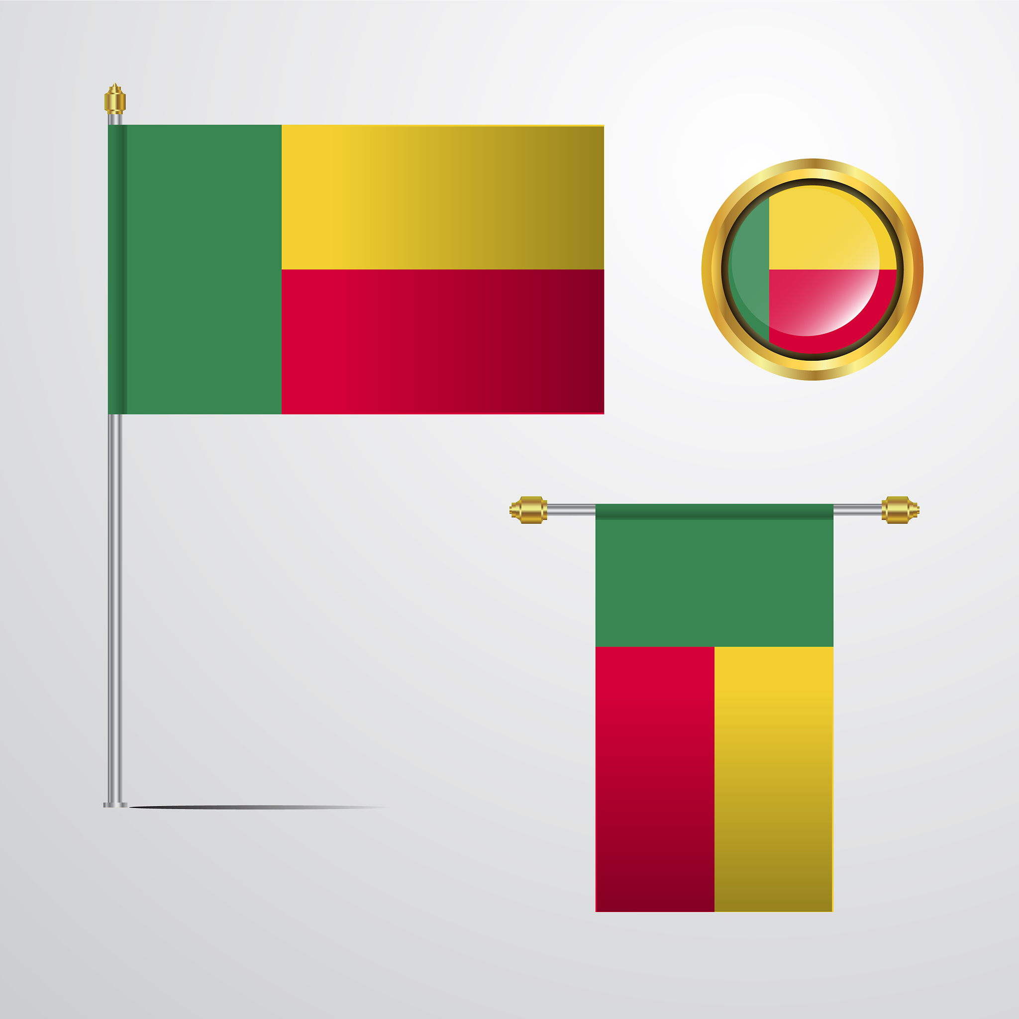 benin waving flag design with badge