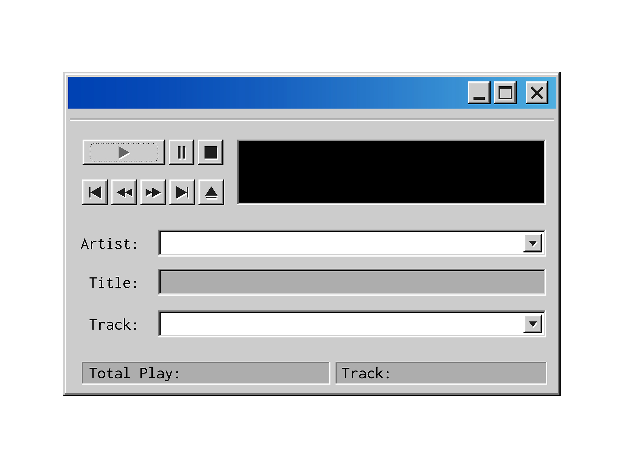 old music player window mockup for mobile apps, sites and audio 