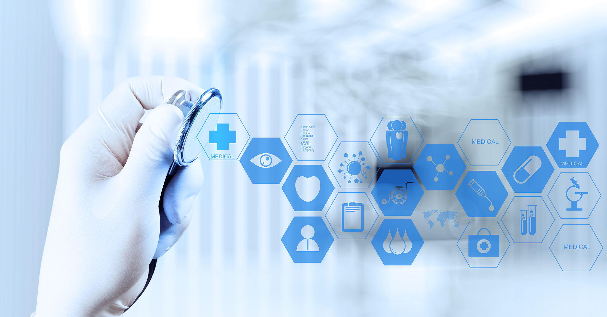 medicine doctor hand working with modern computer interface