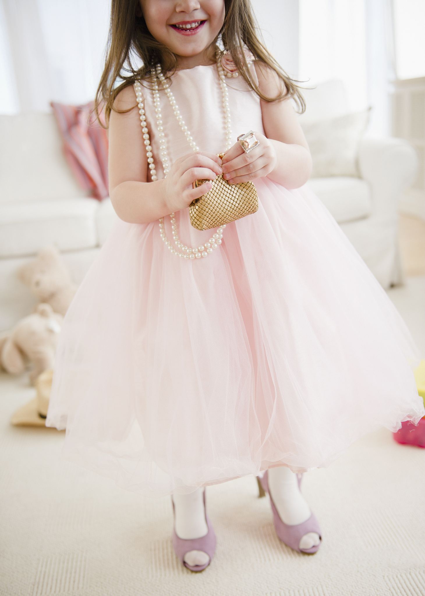 女童长款连衣裙 收腰宽松裙摆 A字版型 翻领蕾丝边