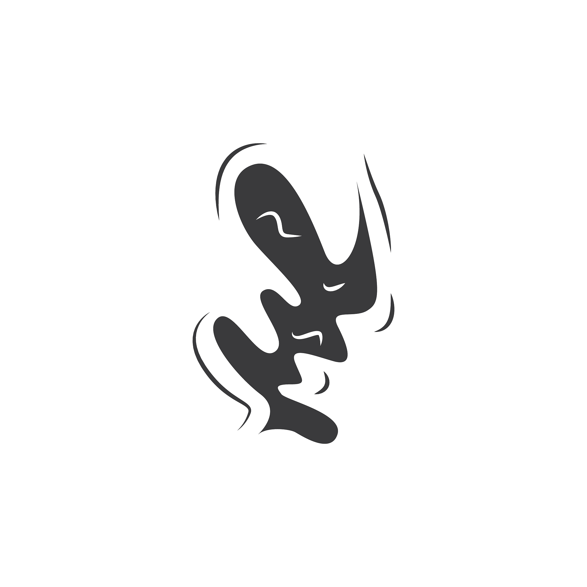 black smoke silhouette, simple cartoon fog cloud shape