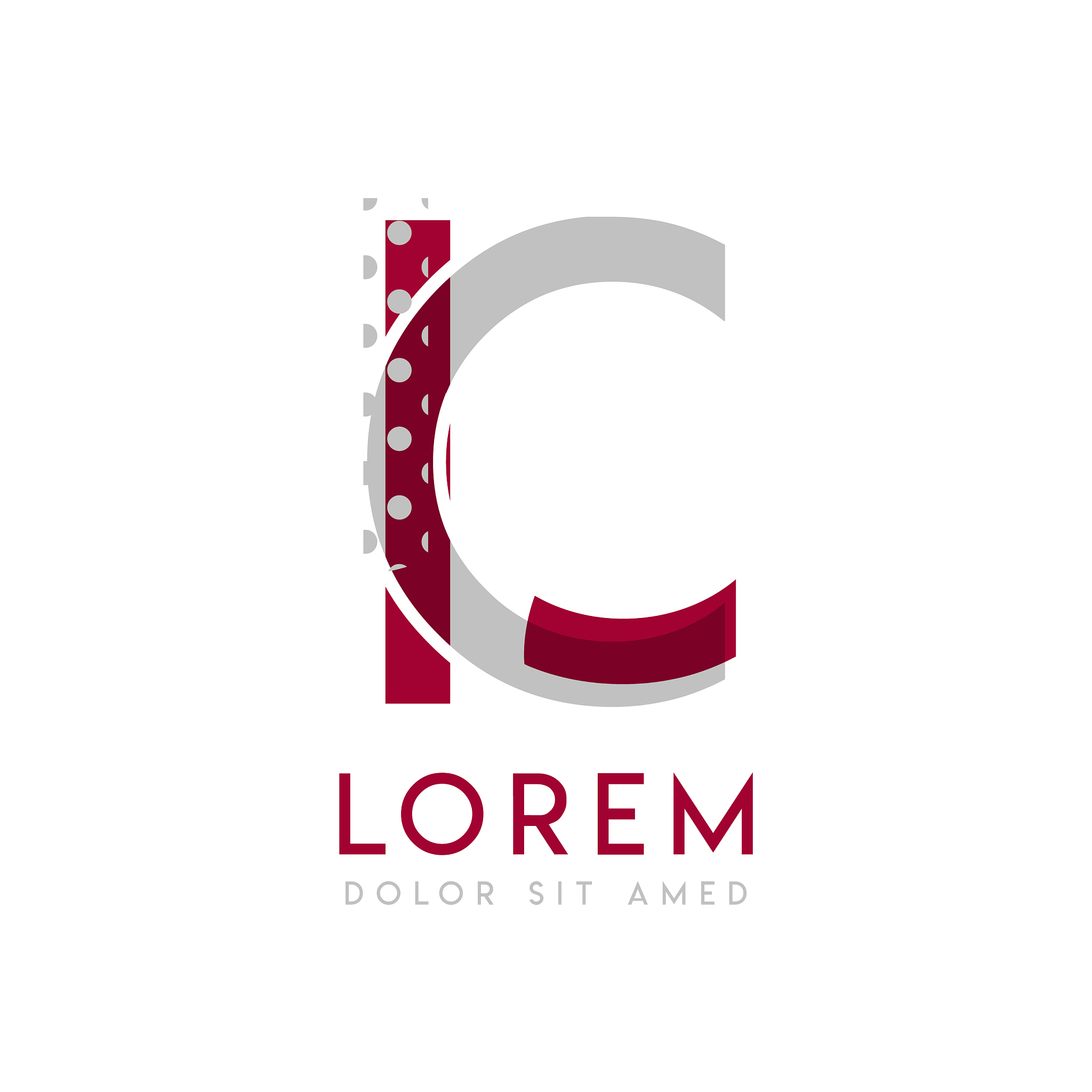 ic simple logo design with gray and maroon color