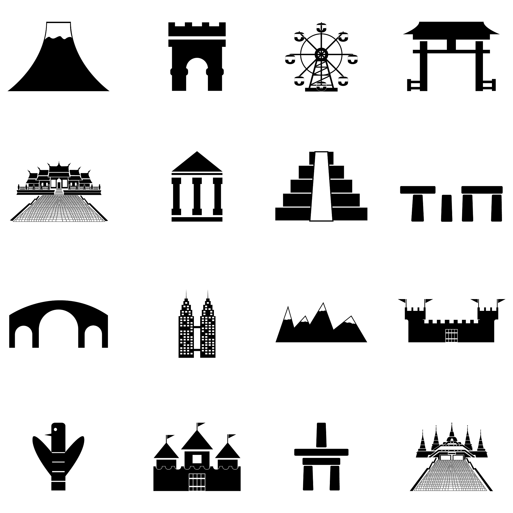 world landmarks icon set