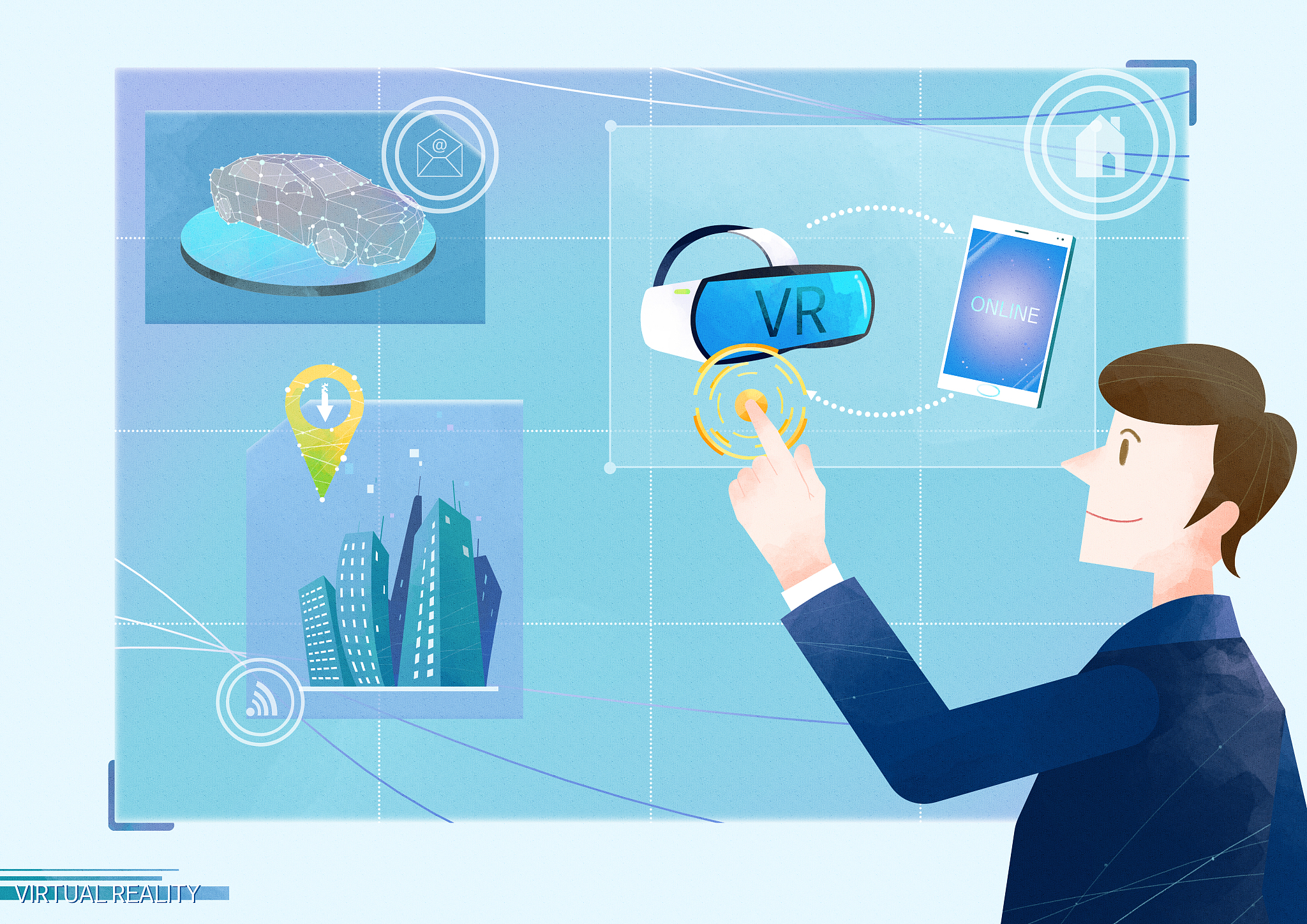 business, technology, businessman, vr