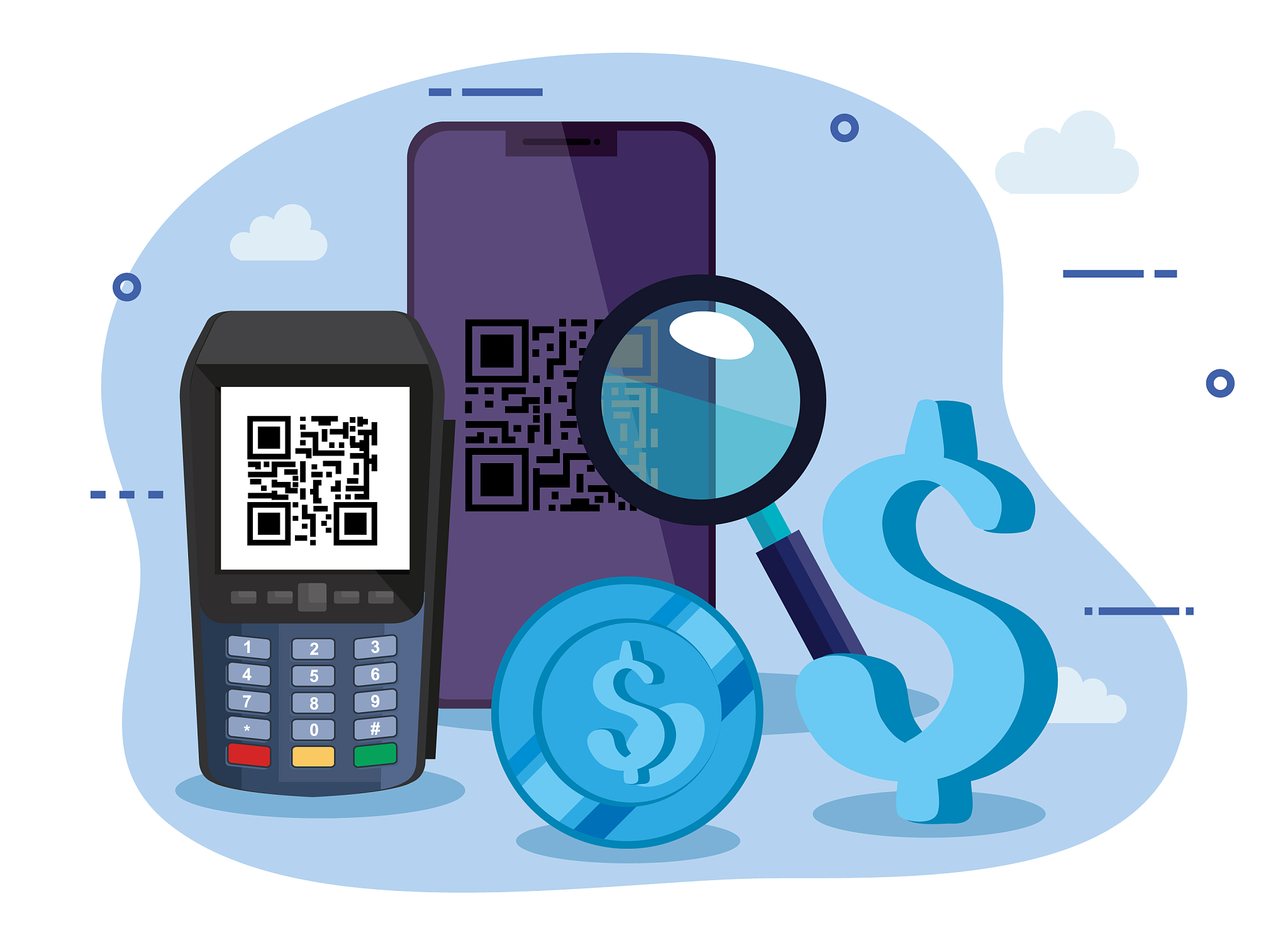 scan code qr with smartphone and dataphone
