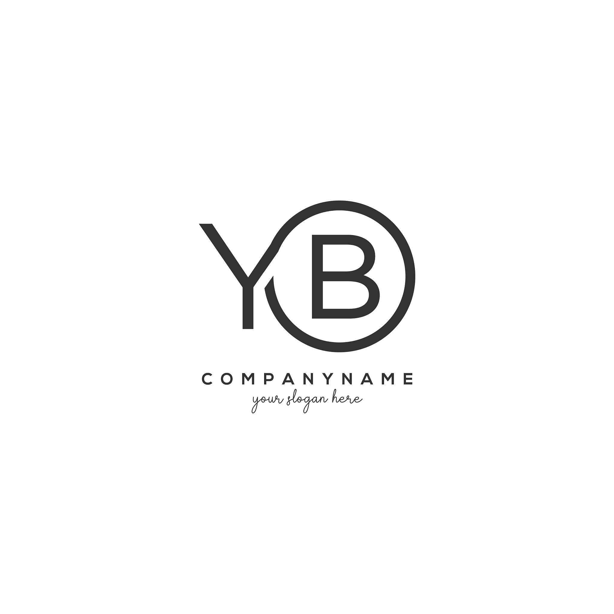 initial yb letter logo with circle template