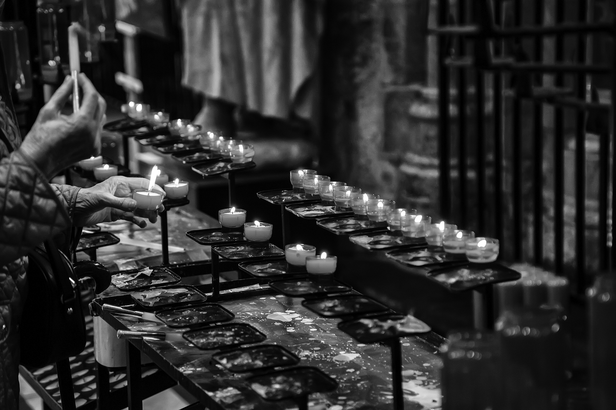 wax candles in a church