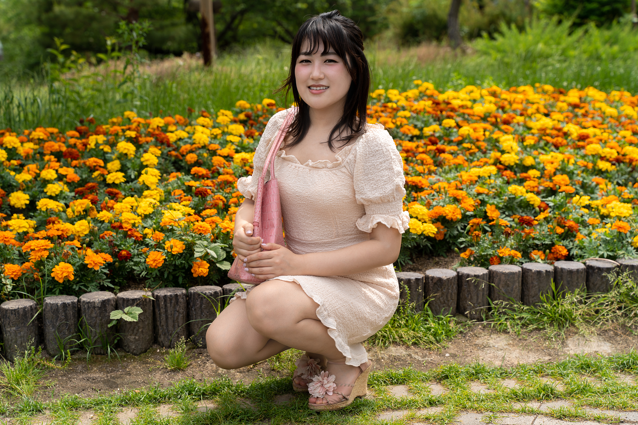 female college student on campus