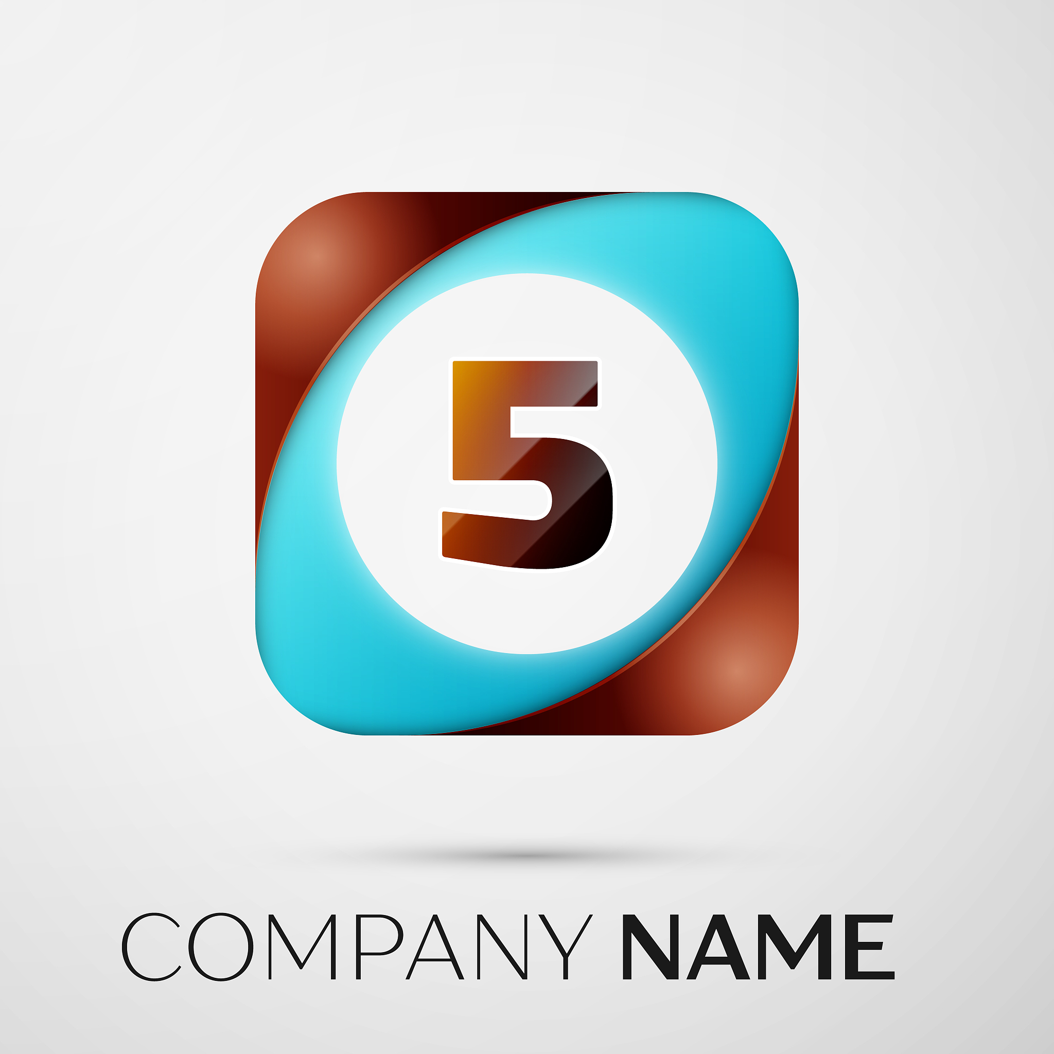 number five logo symbol in the colorful square on