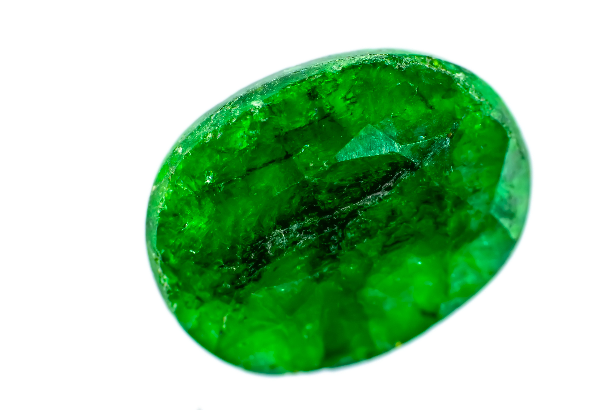 macro of natural mineral rock on white background close up