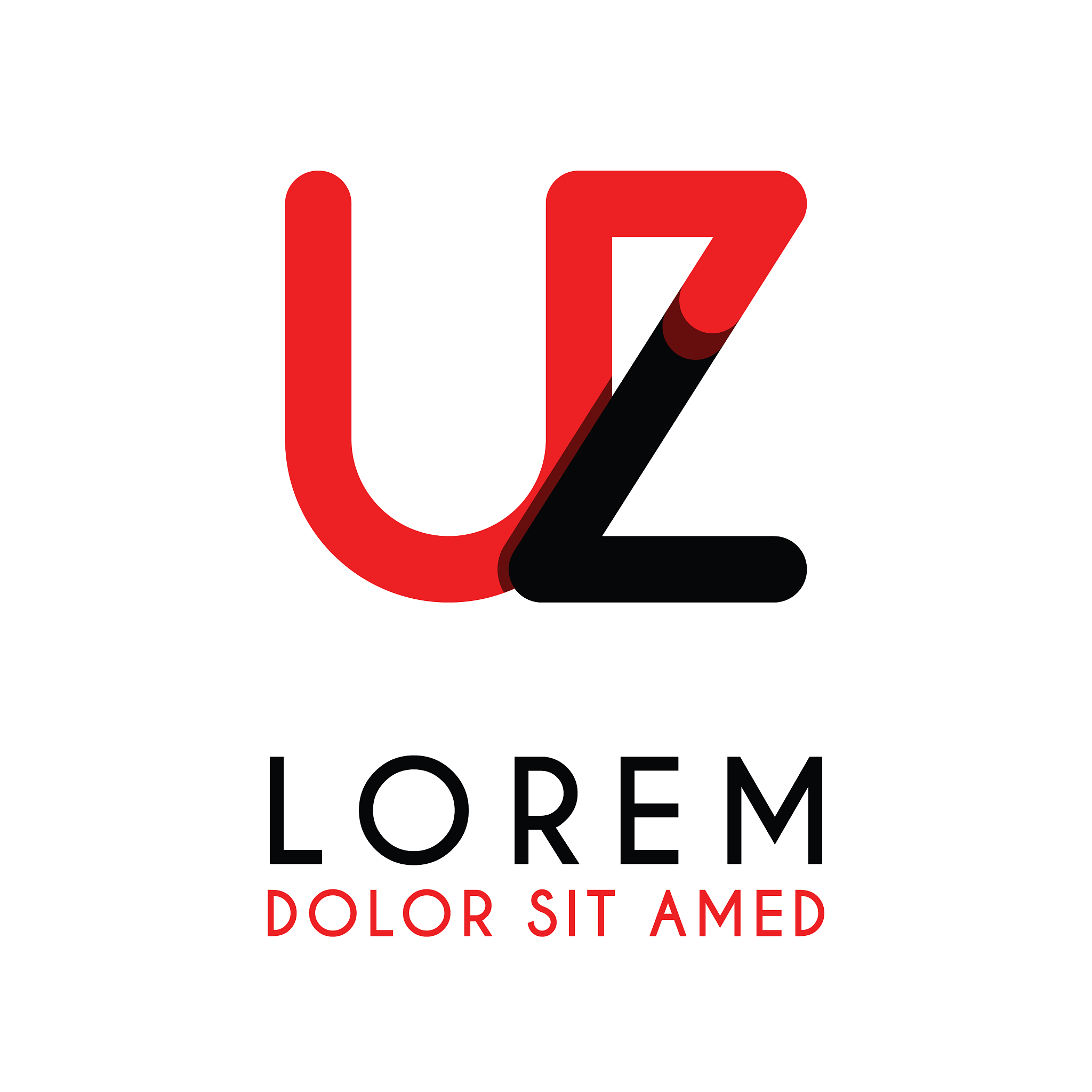 initial letter uz with red black and has rounded
