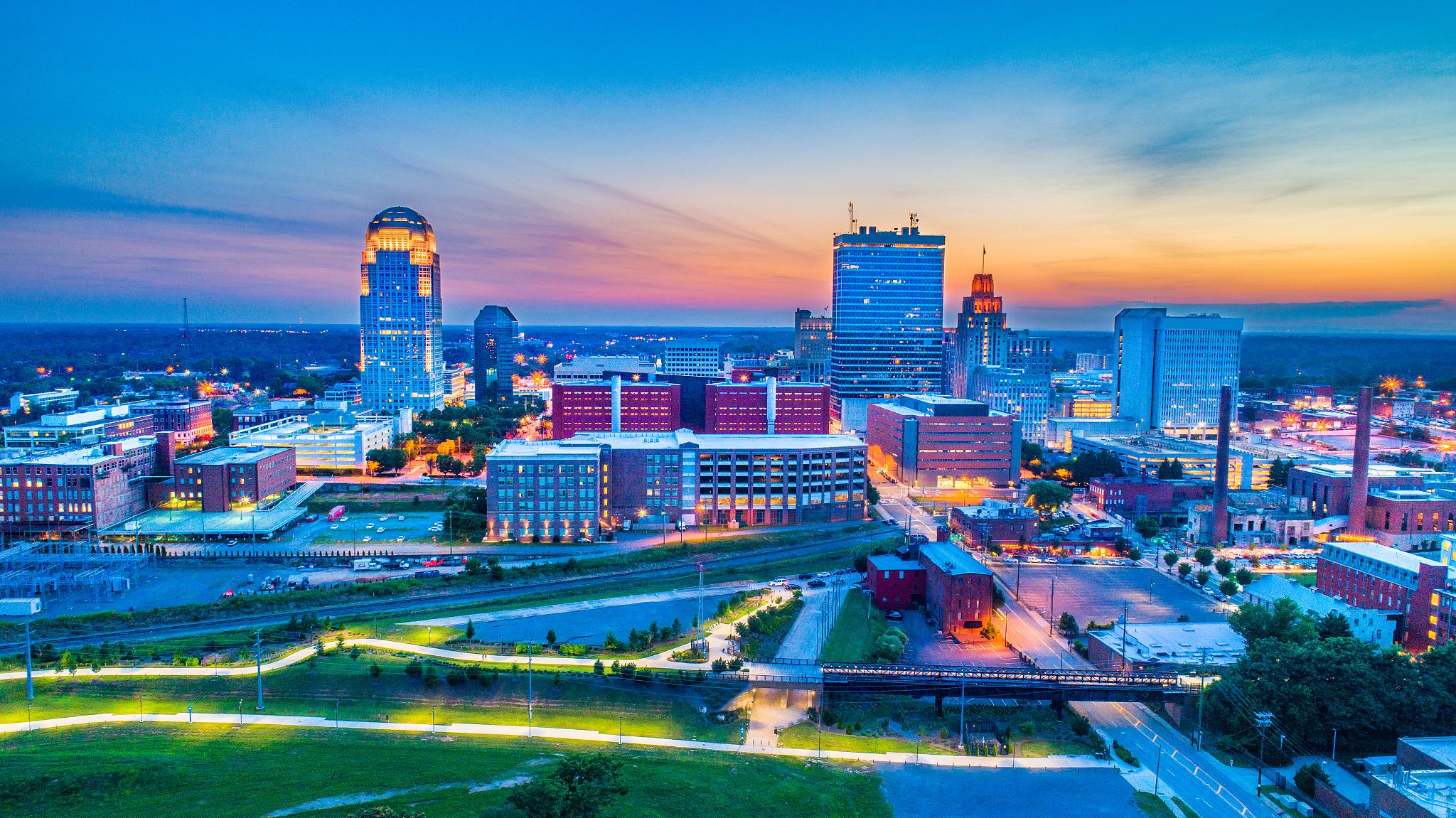 winston-salem north carolina nc skyline aerial
