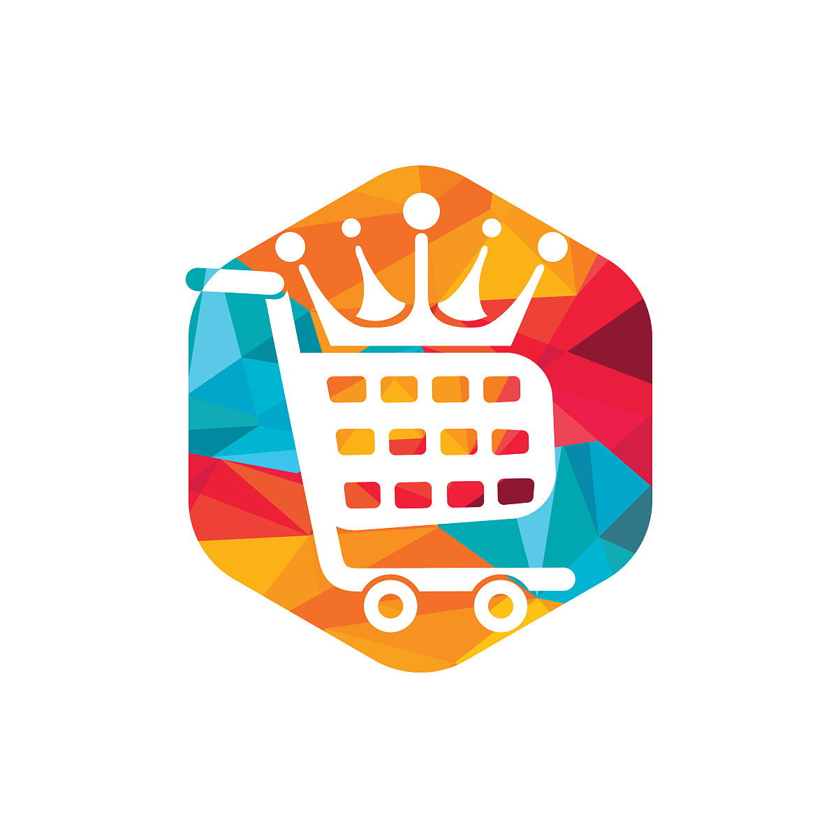 王店矢量标志设计.购物车与皇冠图标设计.