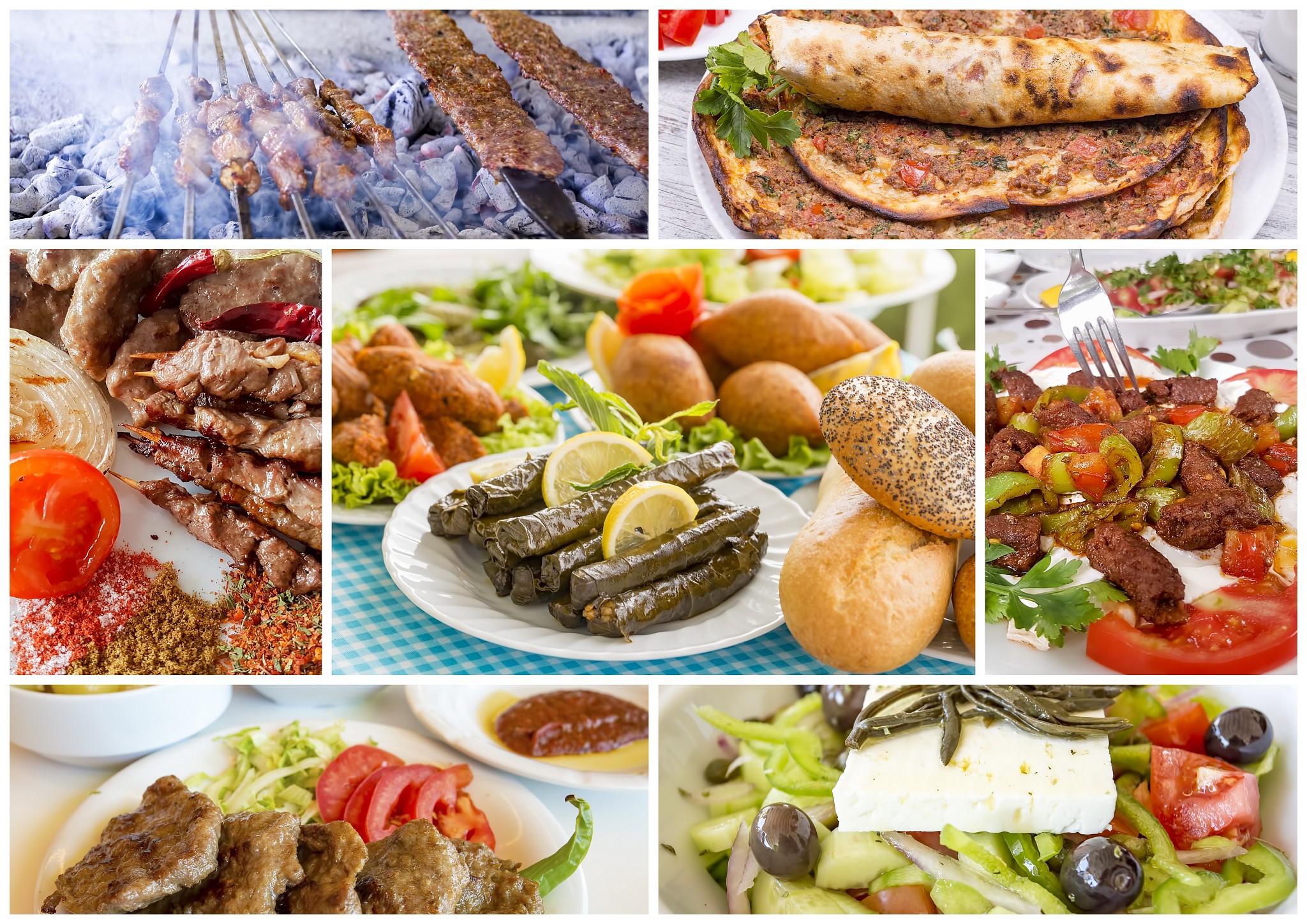 traditional delicious turkish foods collage. food concept.