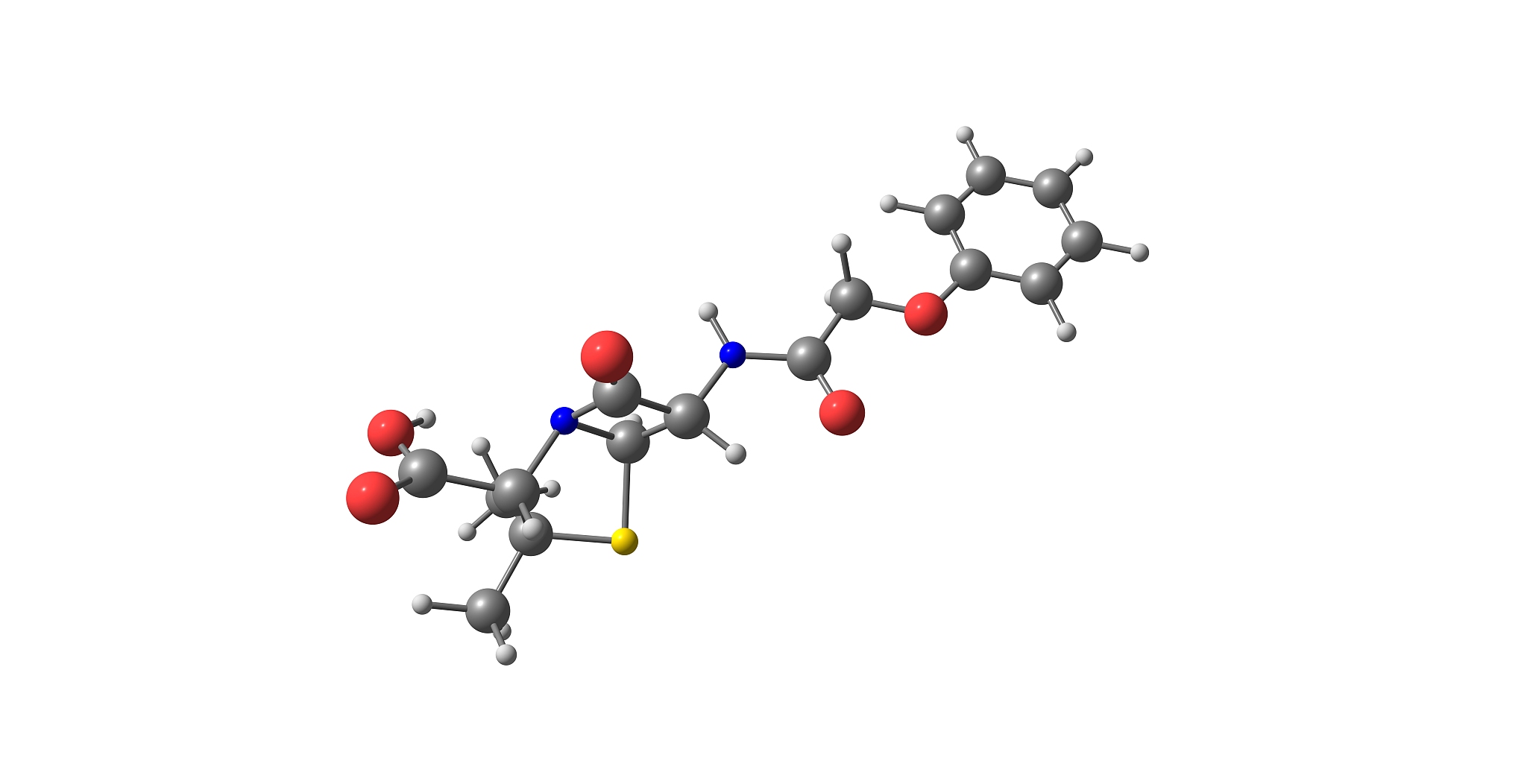 penicillin v molecular structure isolated on white