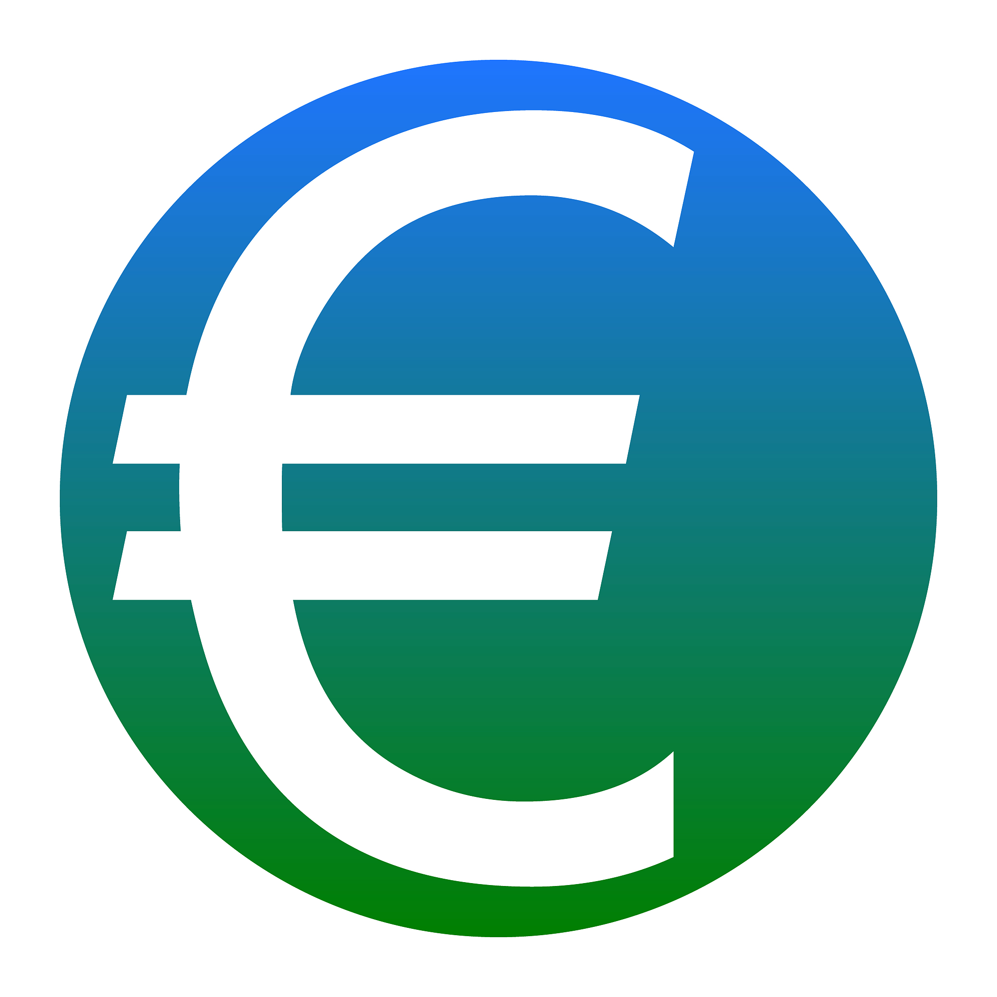 euro sign white icon in bluish circle on