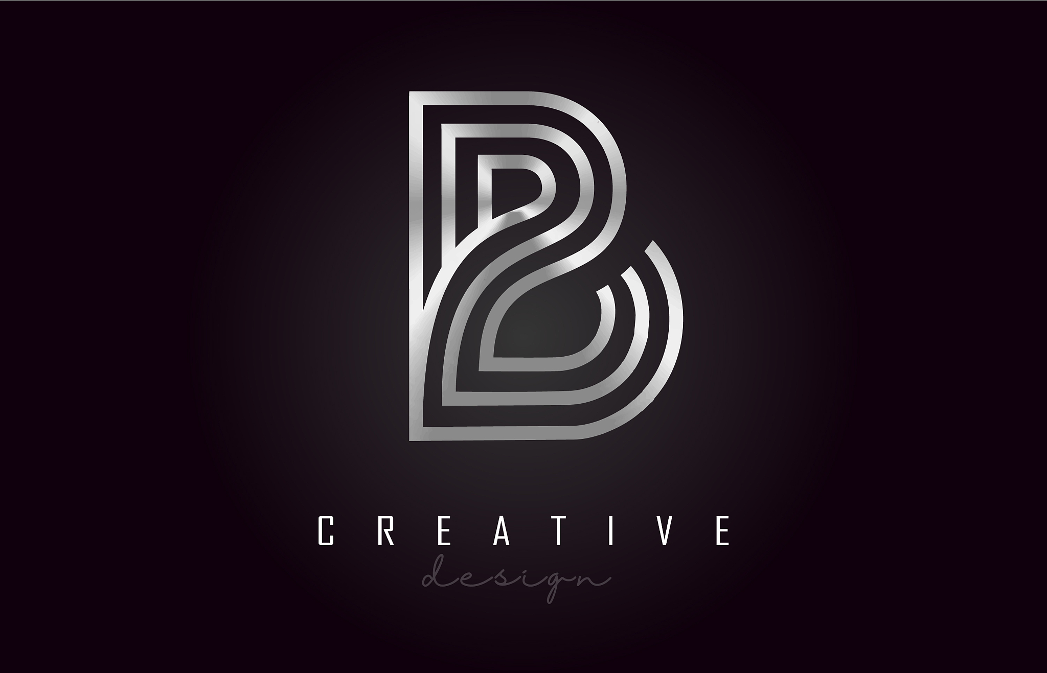 b silver letter logo monogram design creative b
