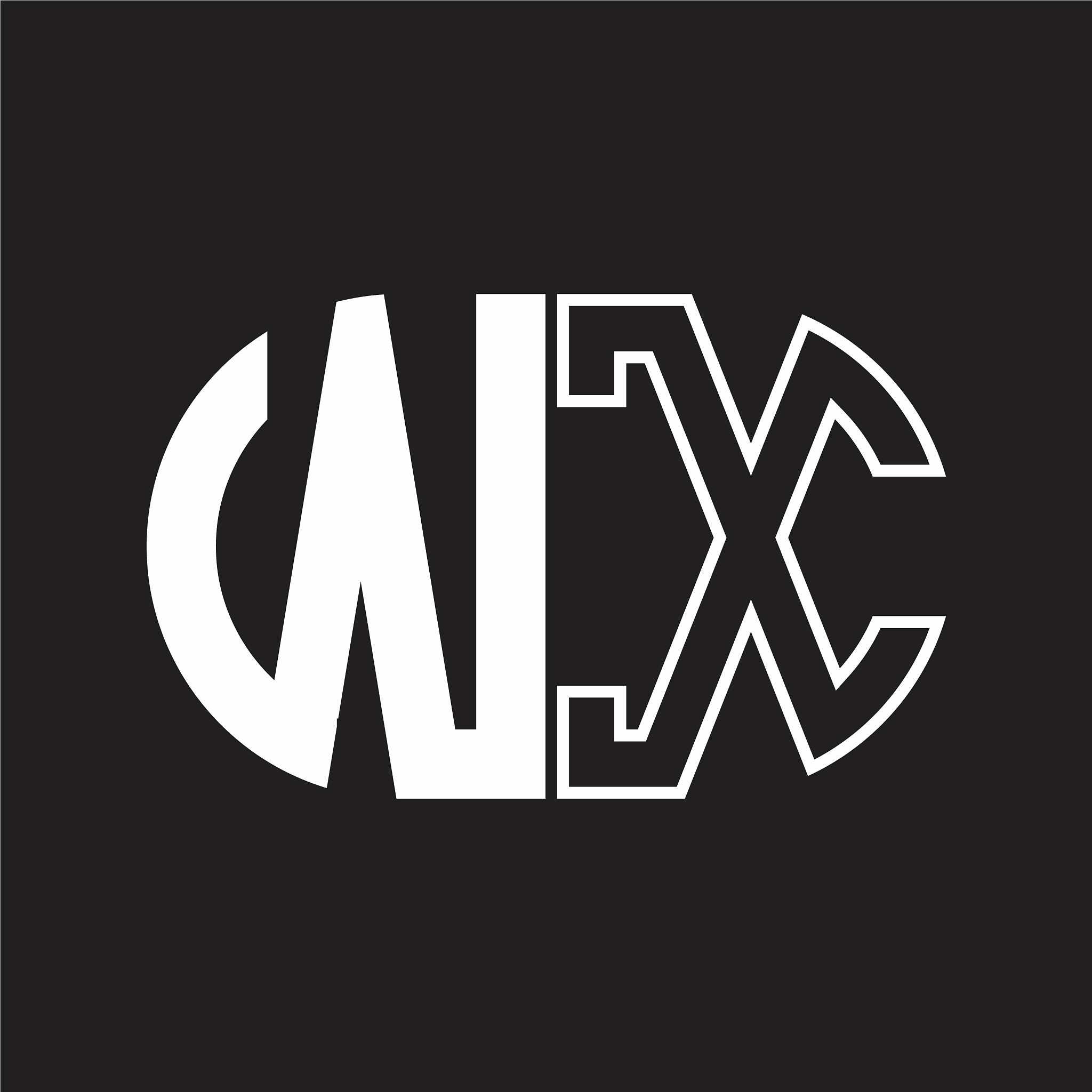 wx letter logo monogram with oval shape negative