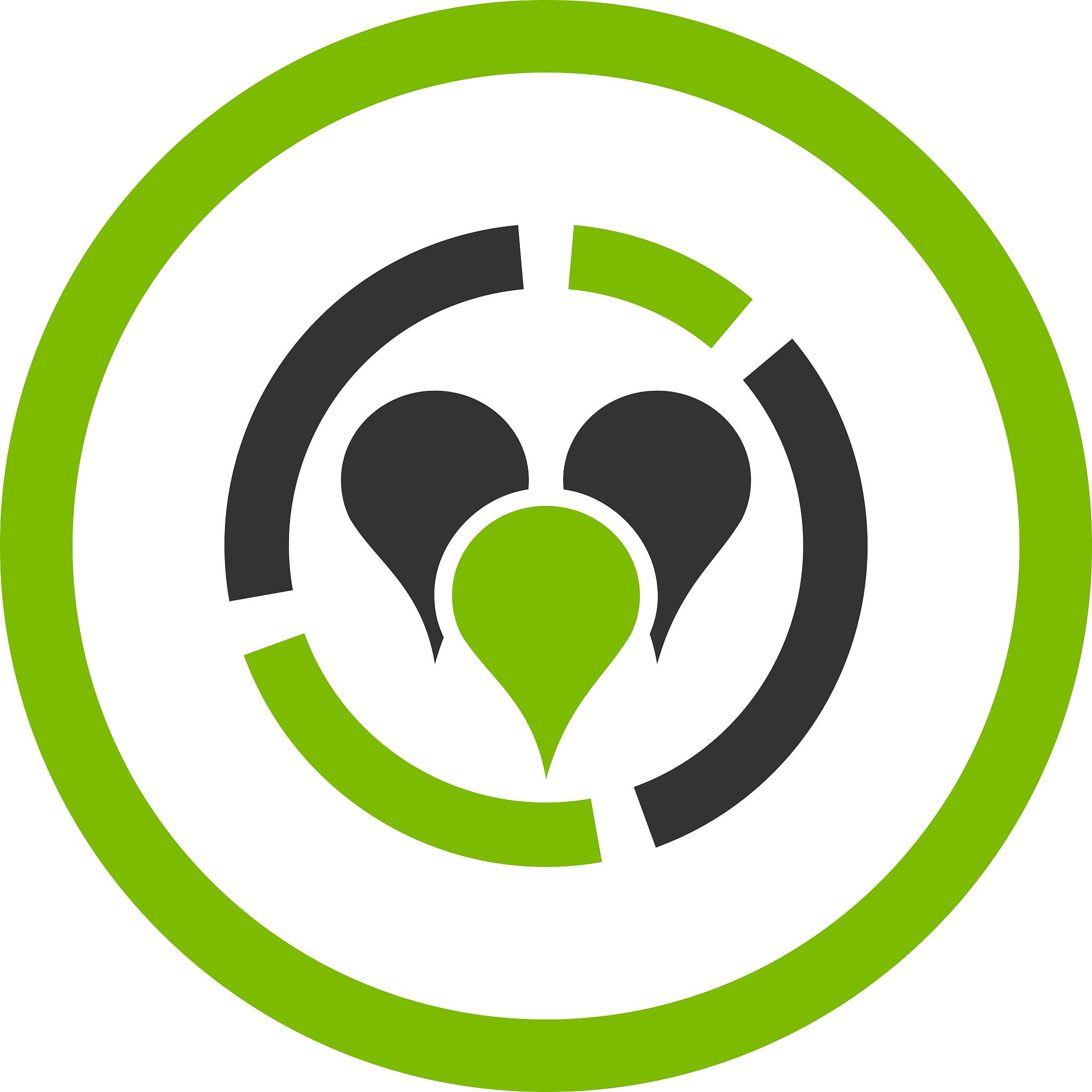 geo diagram flat eco green and gray colors rounded vector icon