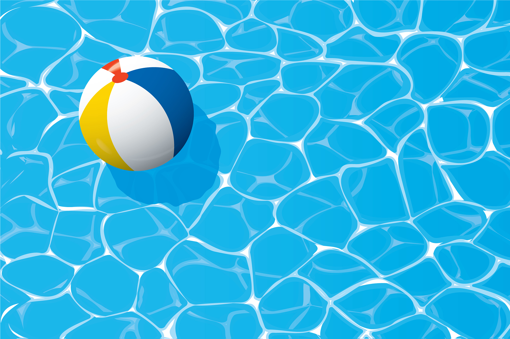 beach ball floating in a blue swimming pool