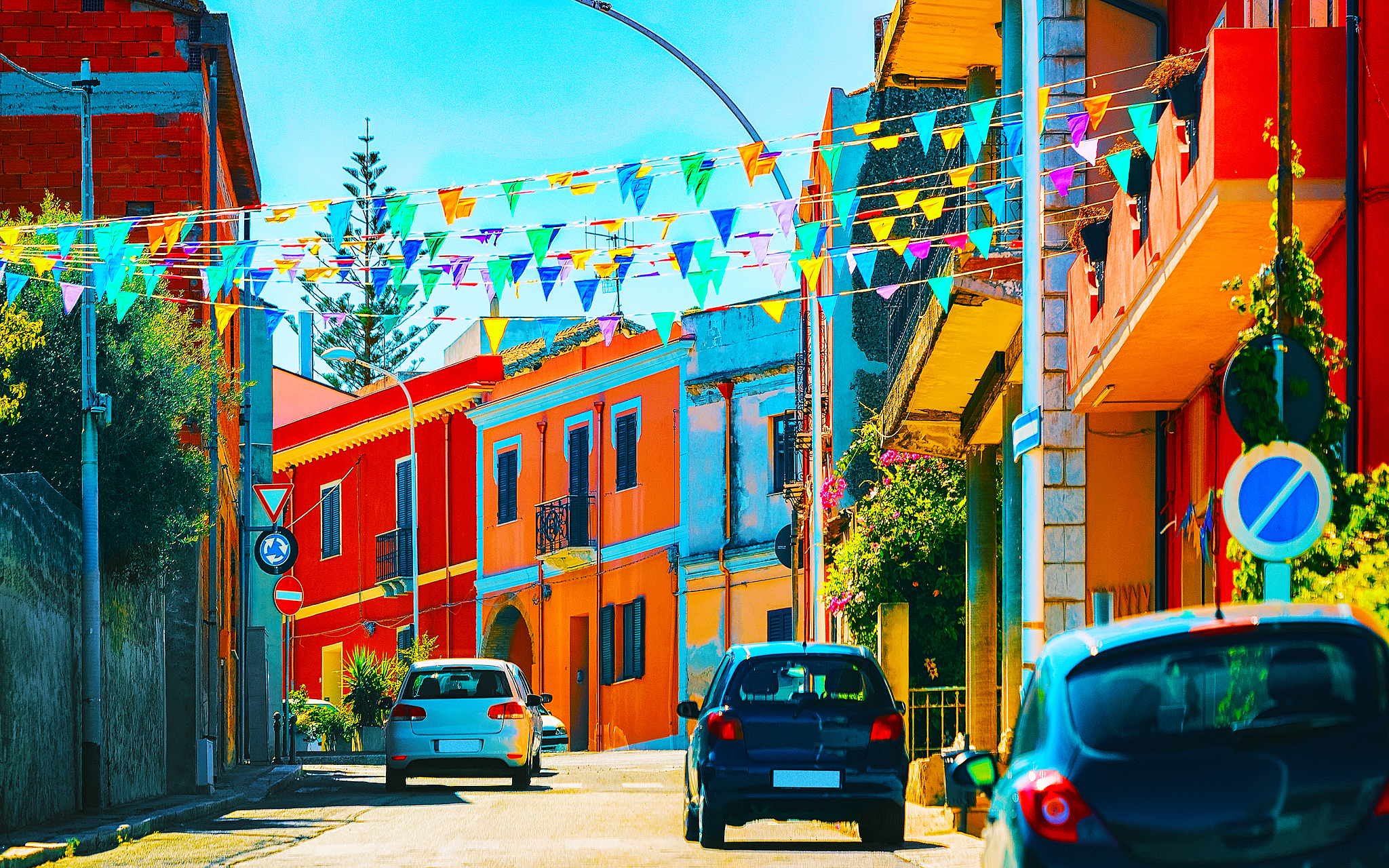 street at road in santadi town at carbonia iglesias sardinia ref