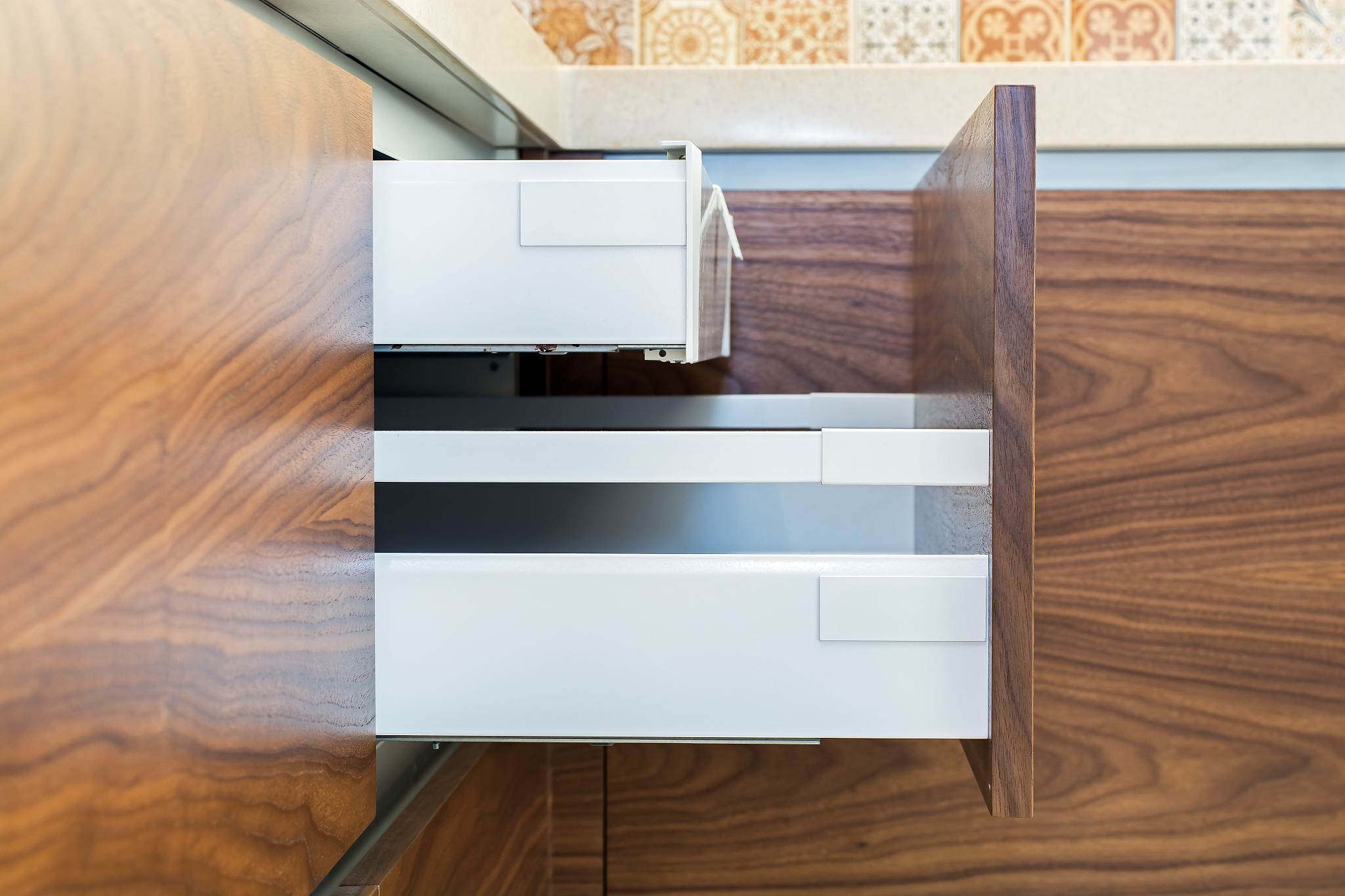 drawers of design kitchen. two drawers in one.