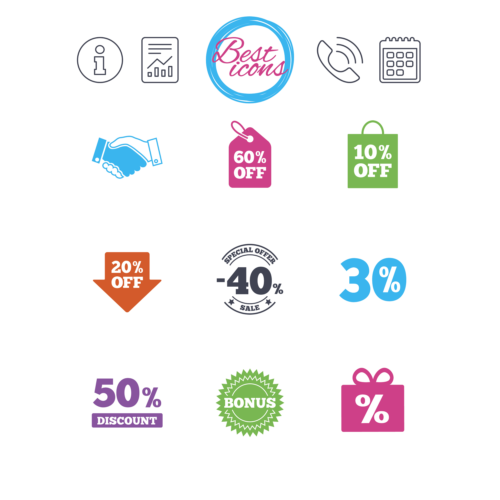 sale discounts icon. shopping, deal signs.