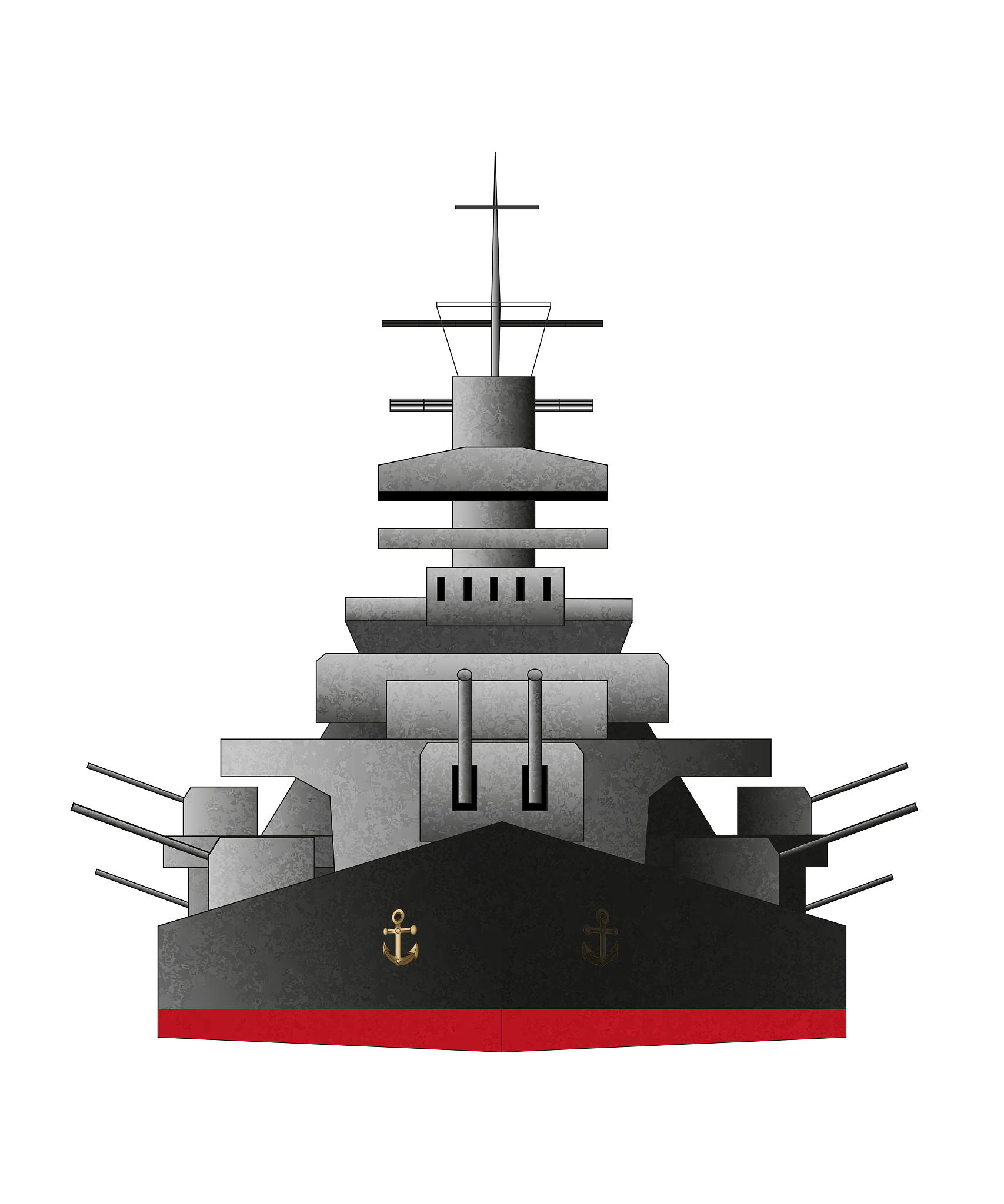 battleship icon, front view isolated