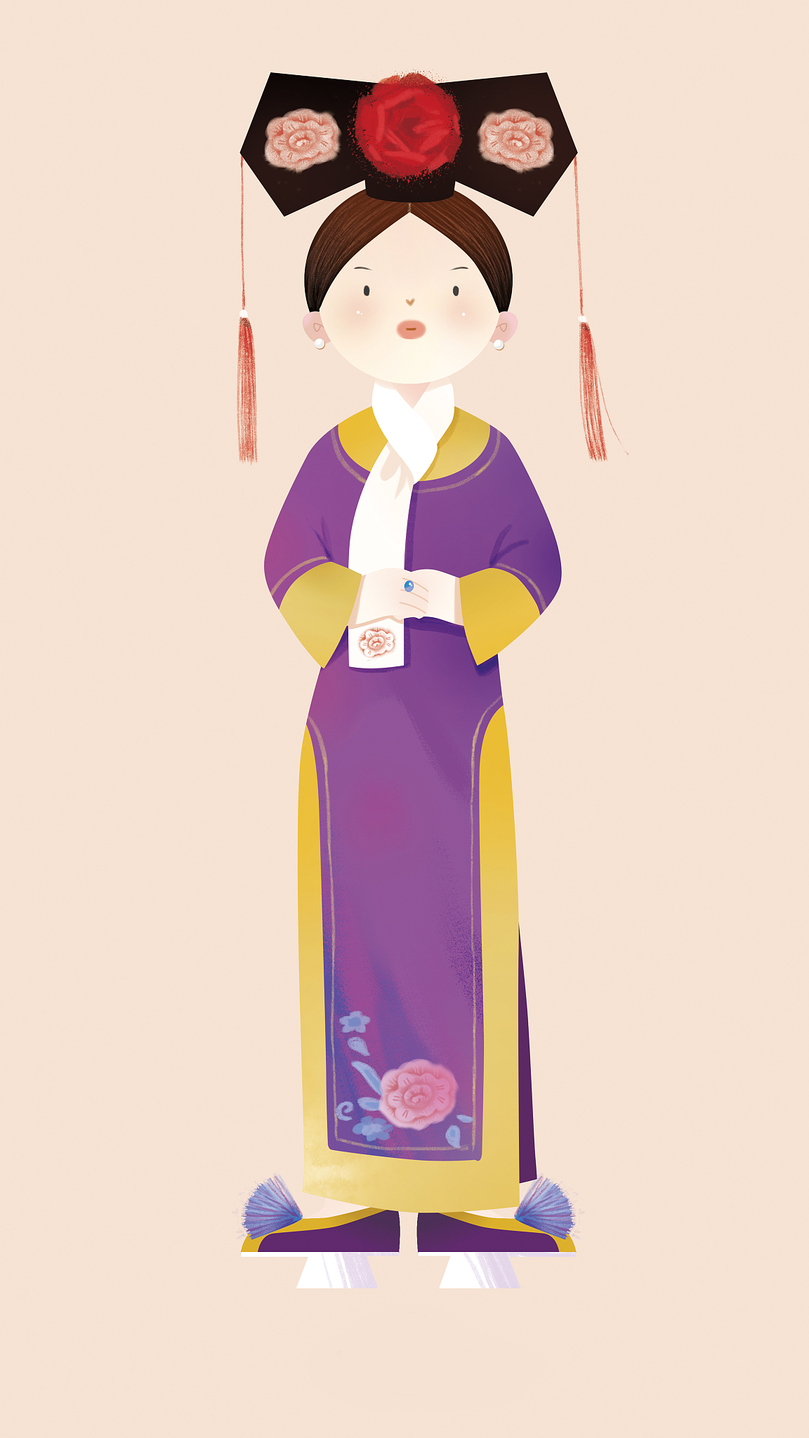 卡通少女少数民族服饰插画手机壁纸