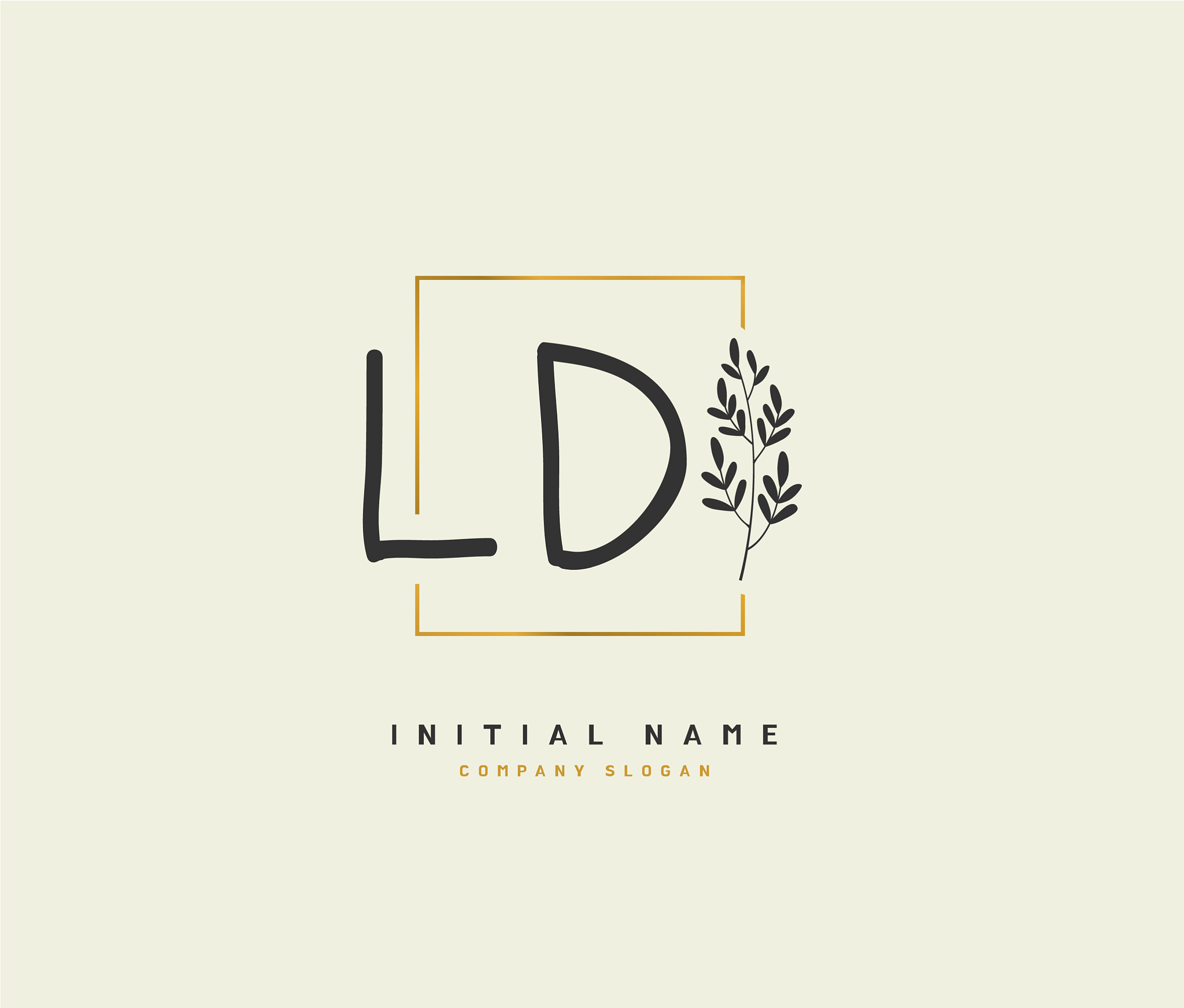 l d ld beauty initial logo handwriting logo of