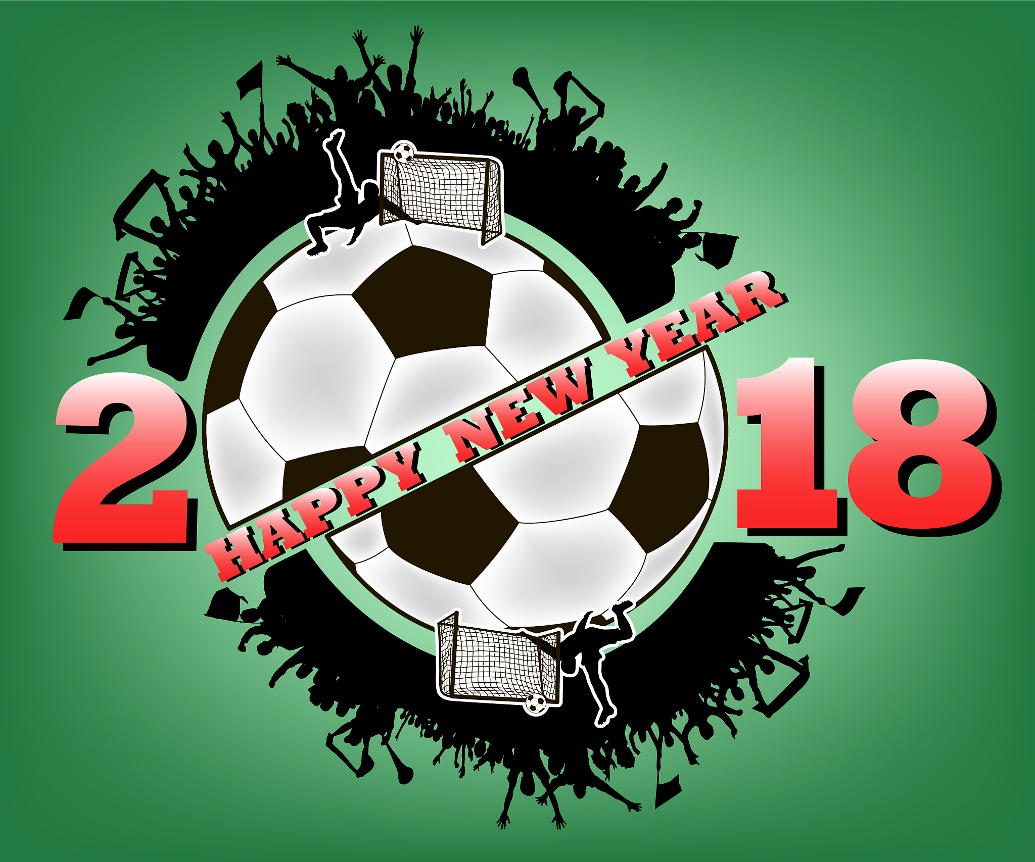 happy new year and soccer ball