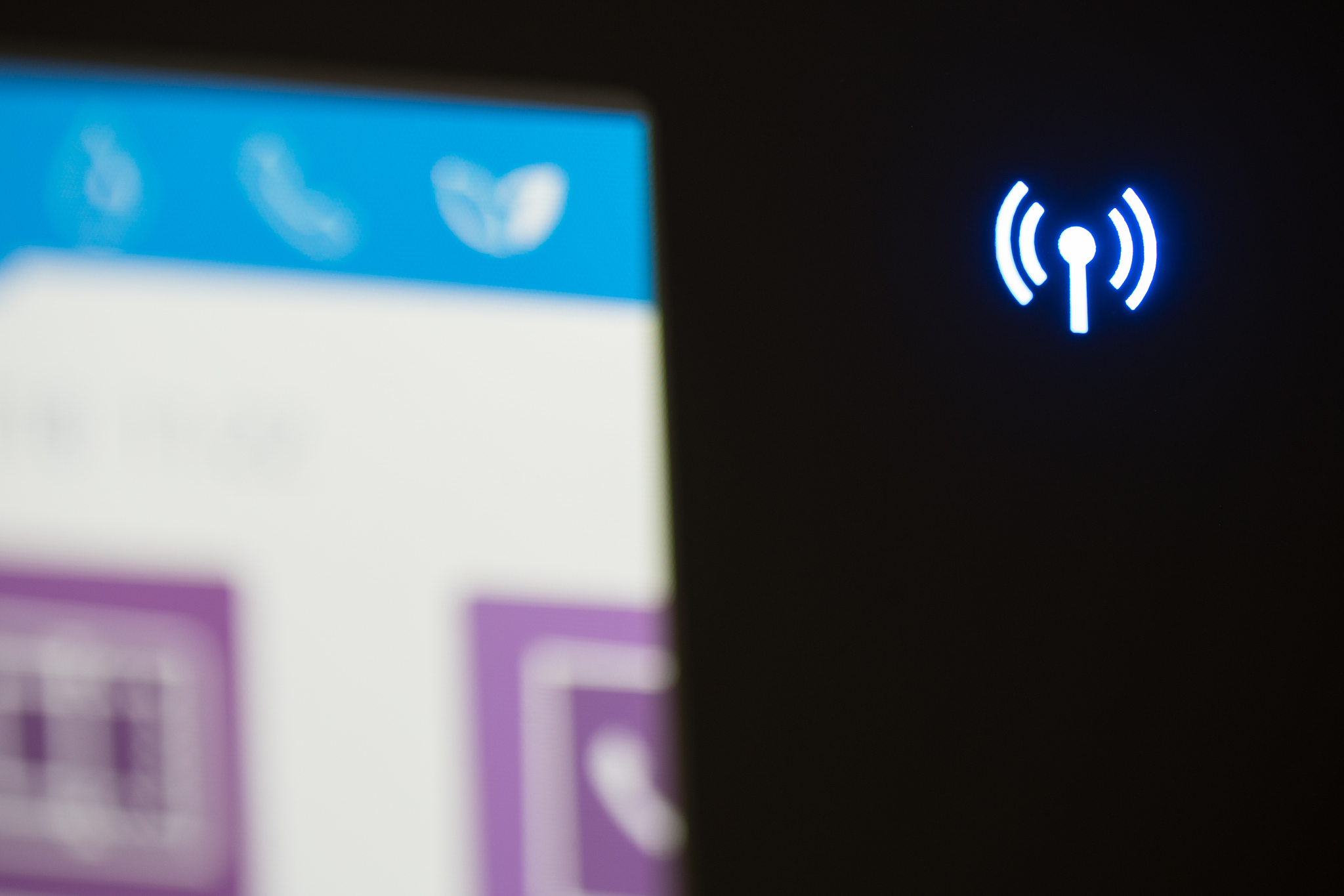 wireless technology symbol on a digital display